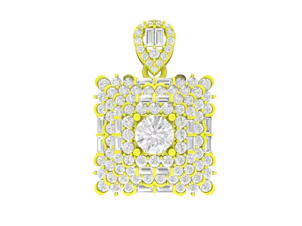Luxury Square Halo Diamond Pendant Necklace 6977 3D print model