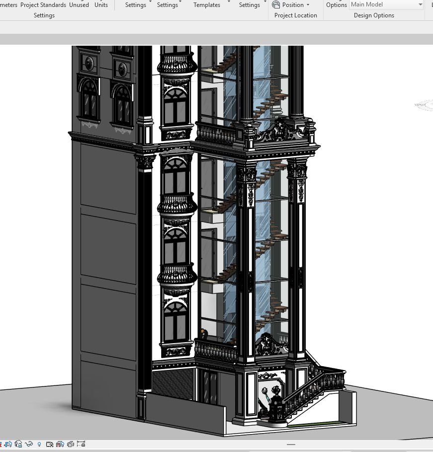 neoclassical castle revit model 3D model Revit 2020 Low-poly 3D model_2