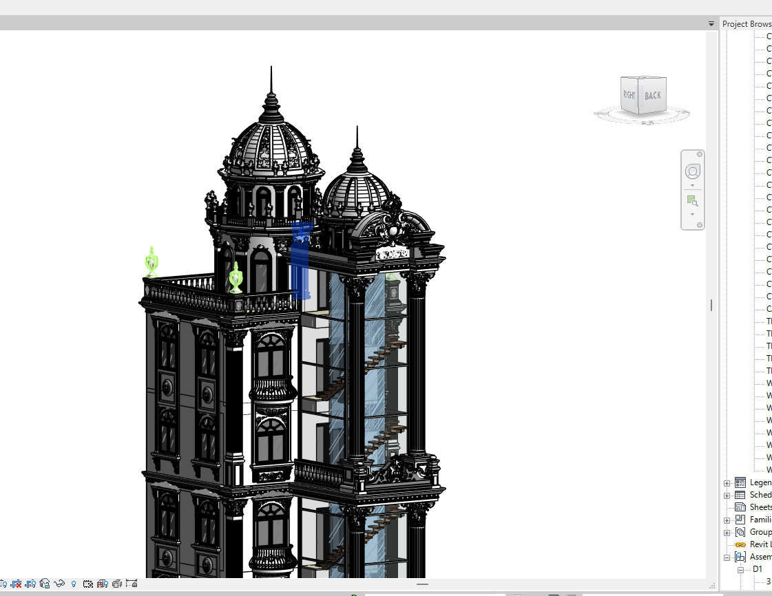 neoclassical castle revit model 3D model Revit 2020 Low-poly 3D model_1