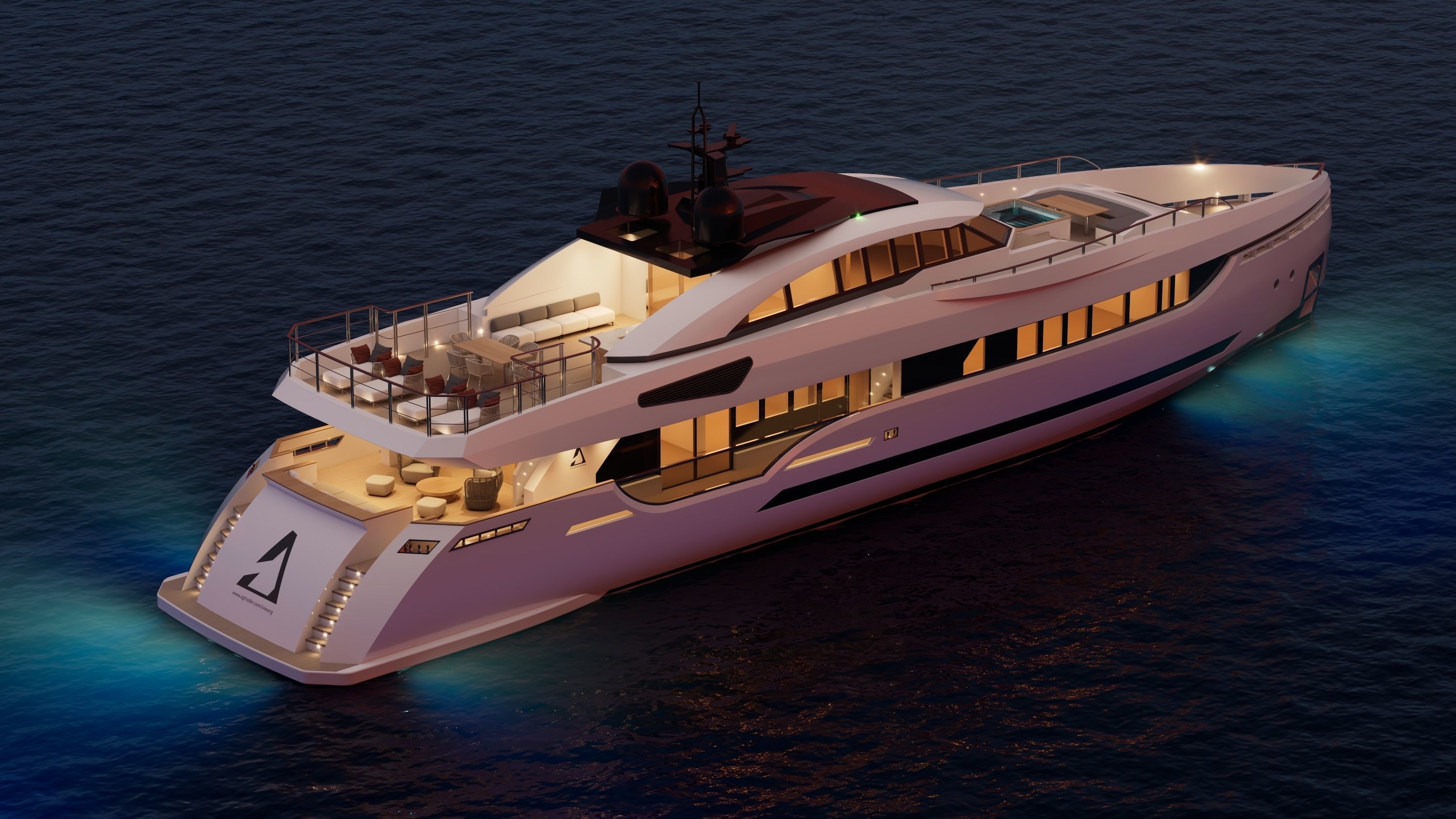 40M Superyacht 3D model_5