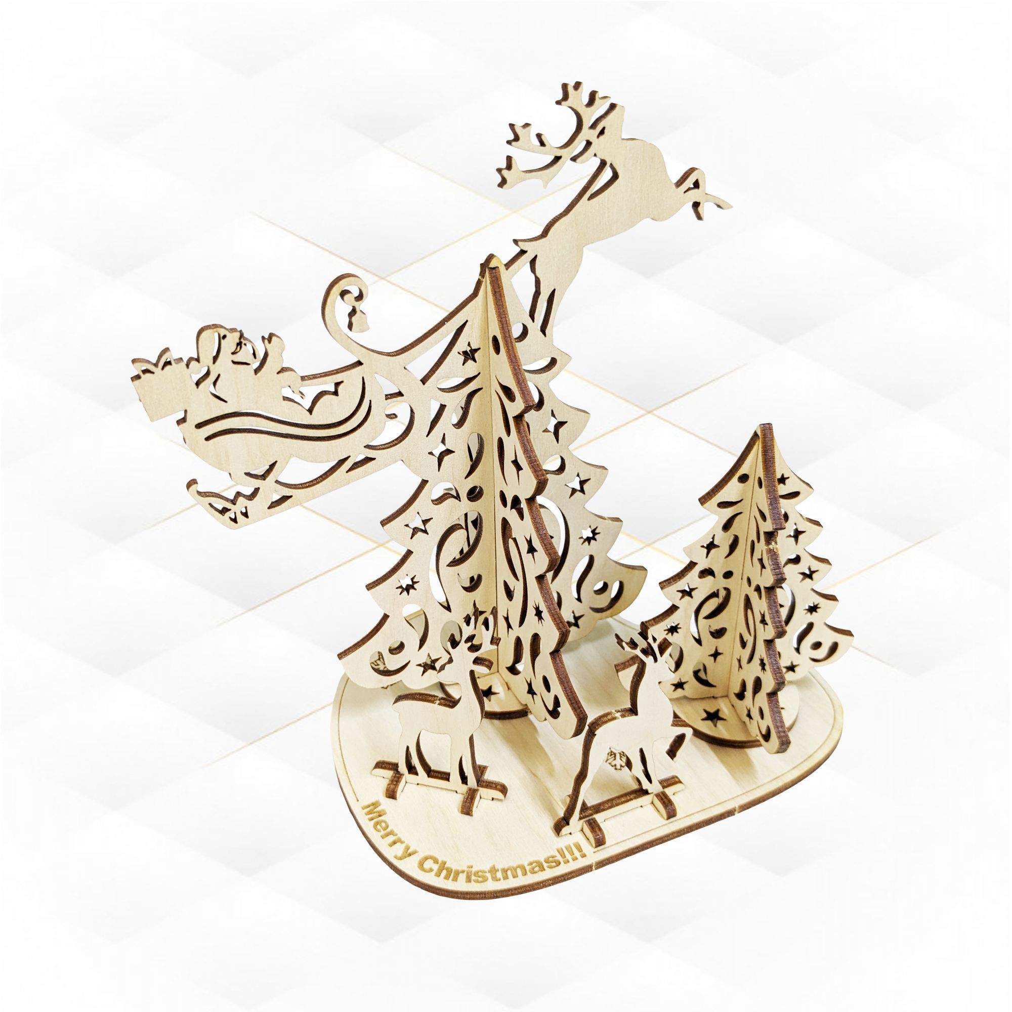 Christmas Card laser cut design svg dxf vector template 3D print model_4