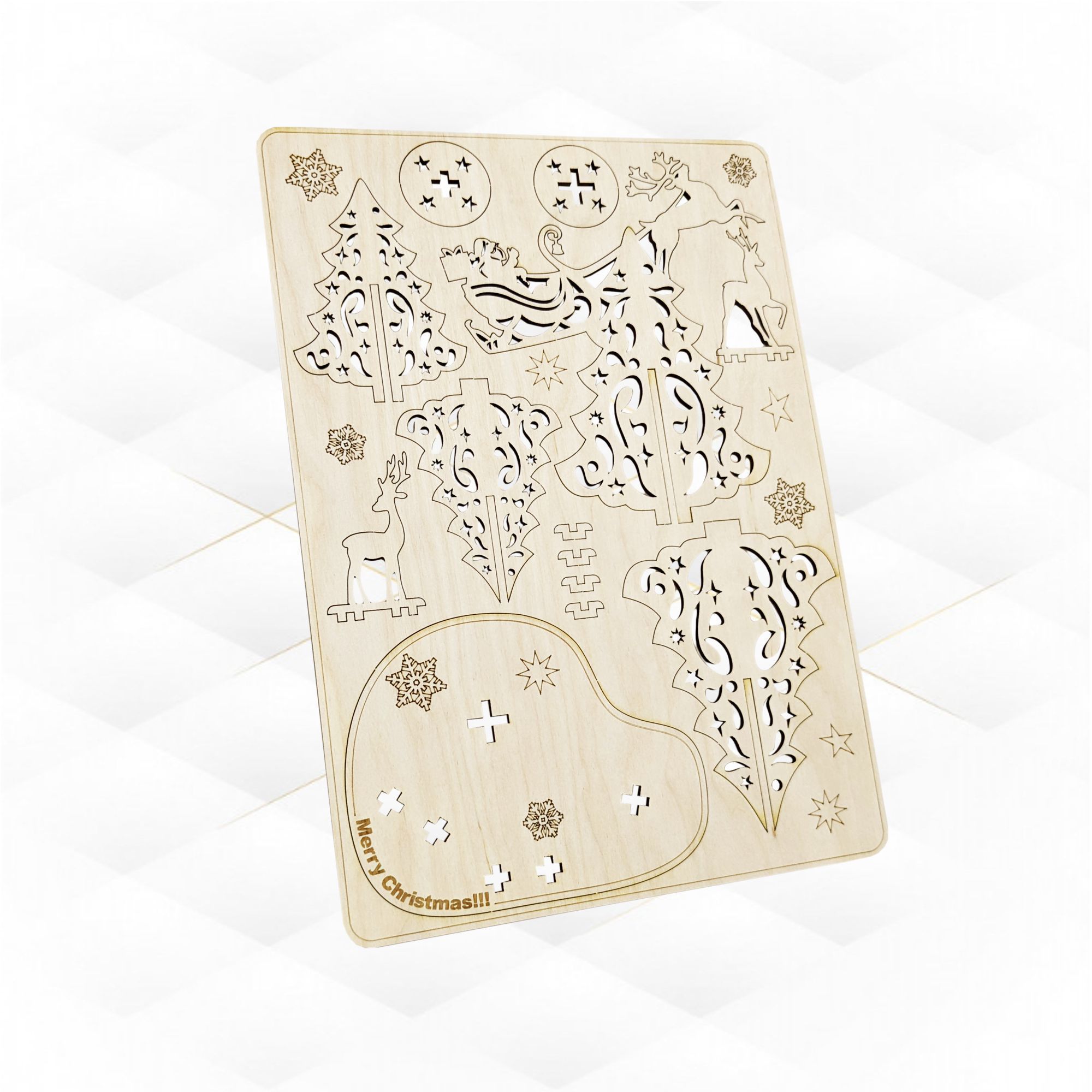 Christmas Card laser cut design svg dxf vector template 3D print model_1