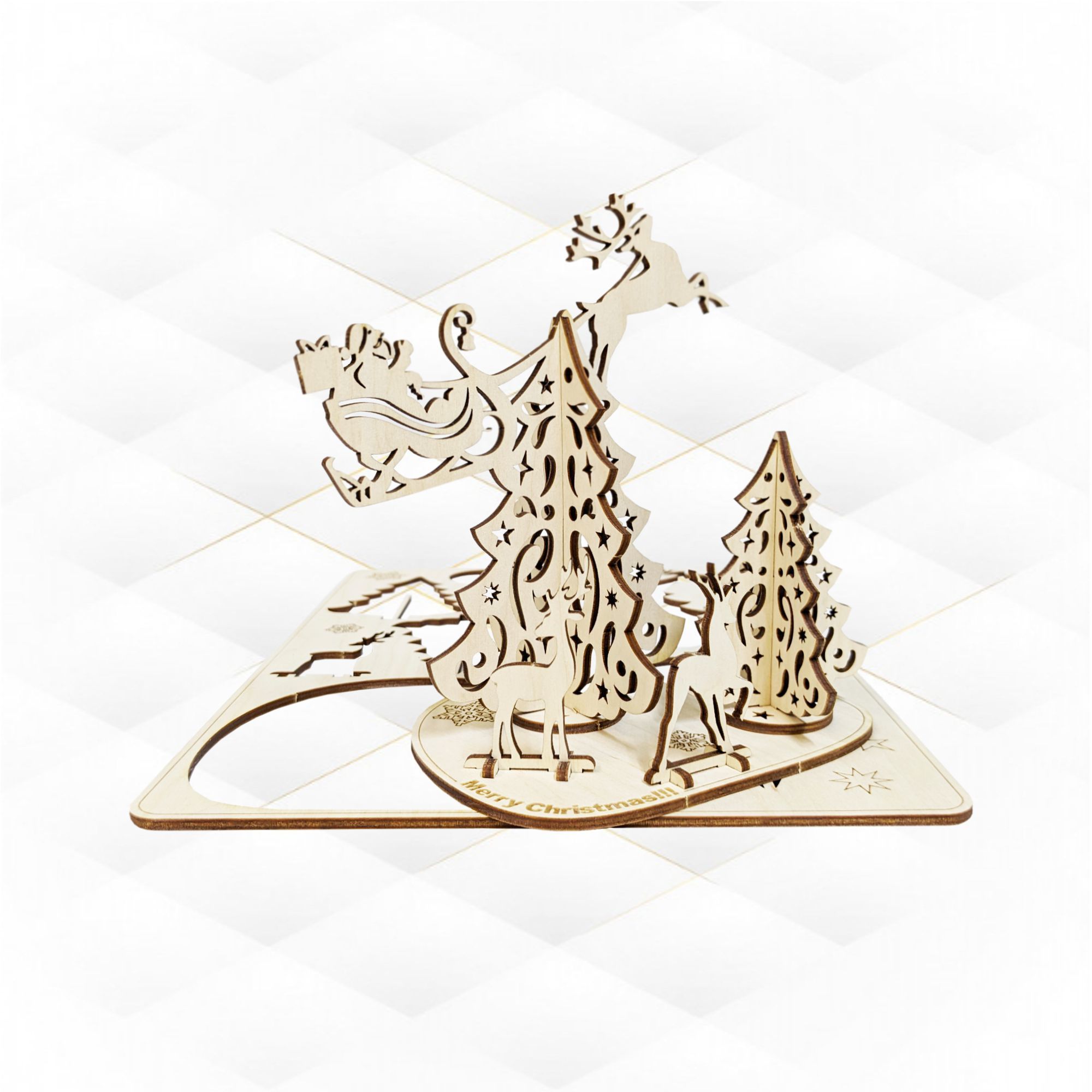 Christmas Card laser cut design svg dxf vector template 3D print model_2