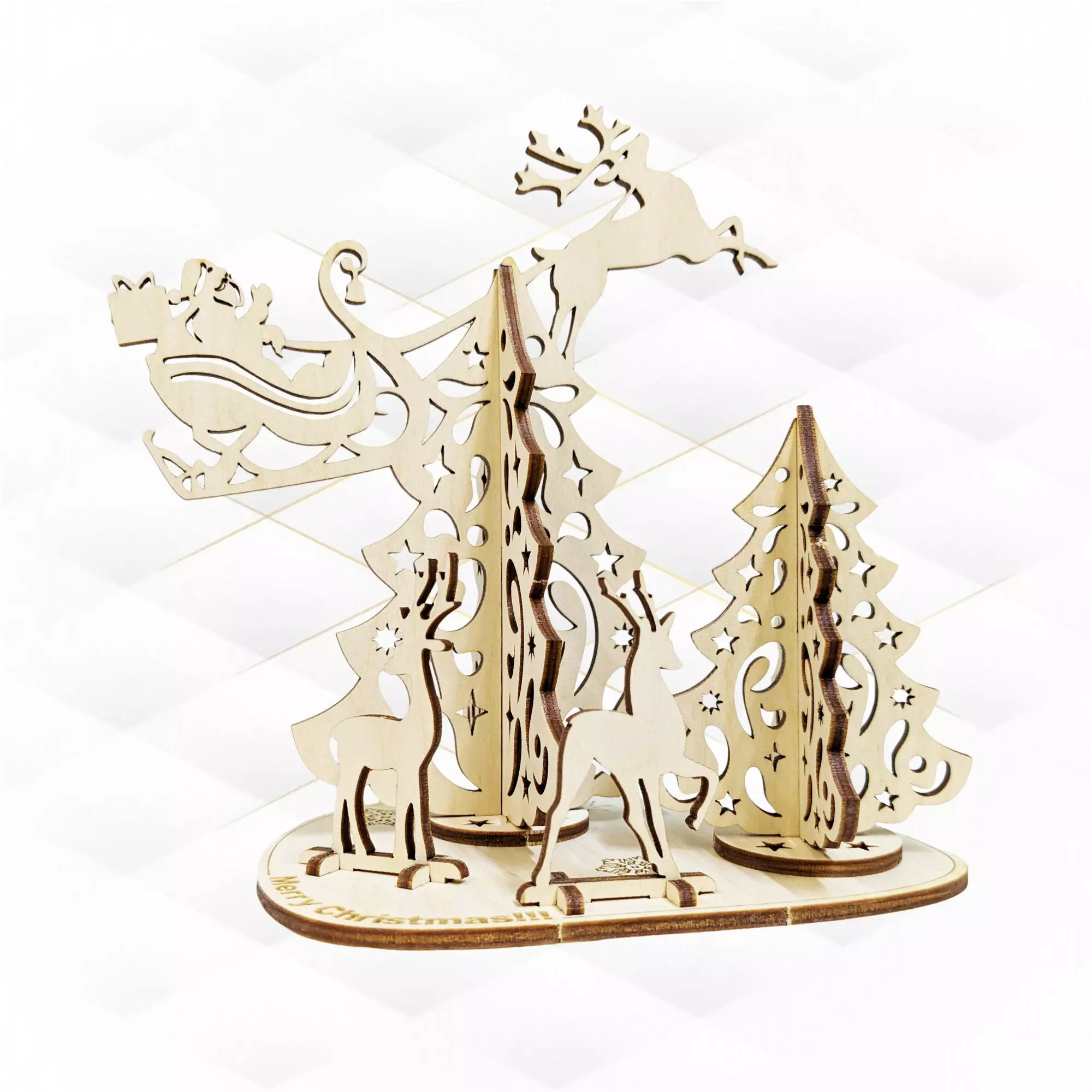 Christmas Card laser cut design svg dxf vector template 3D print model_0