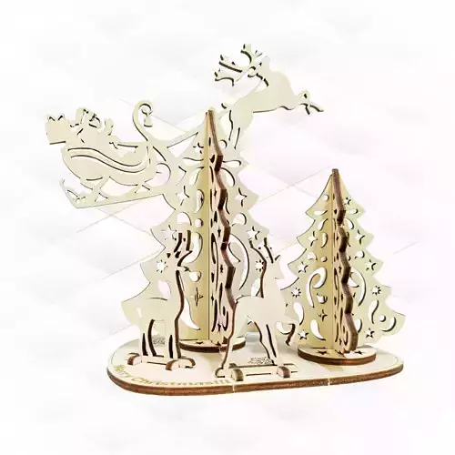 Christmas Card laser cut design svg dxf vector template 3D print model