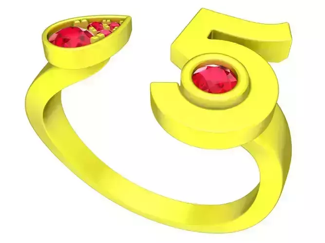 6984 Diamond 5 Number Women Ring