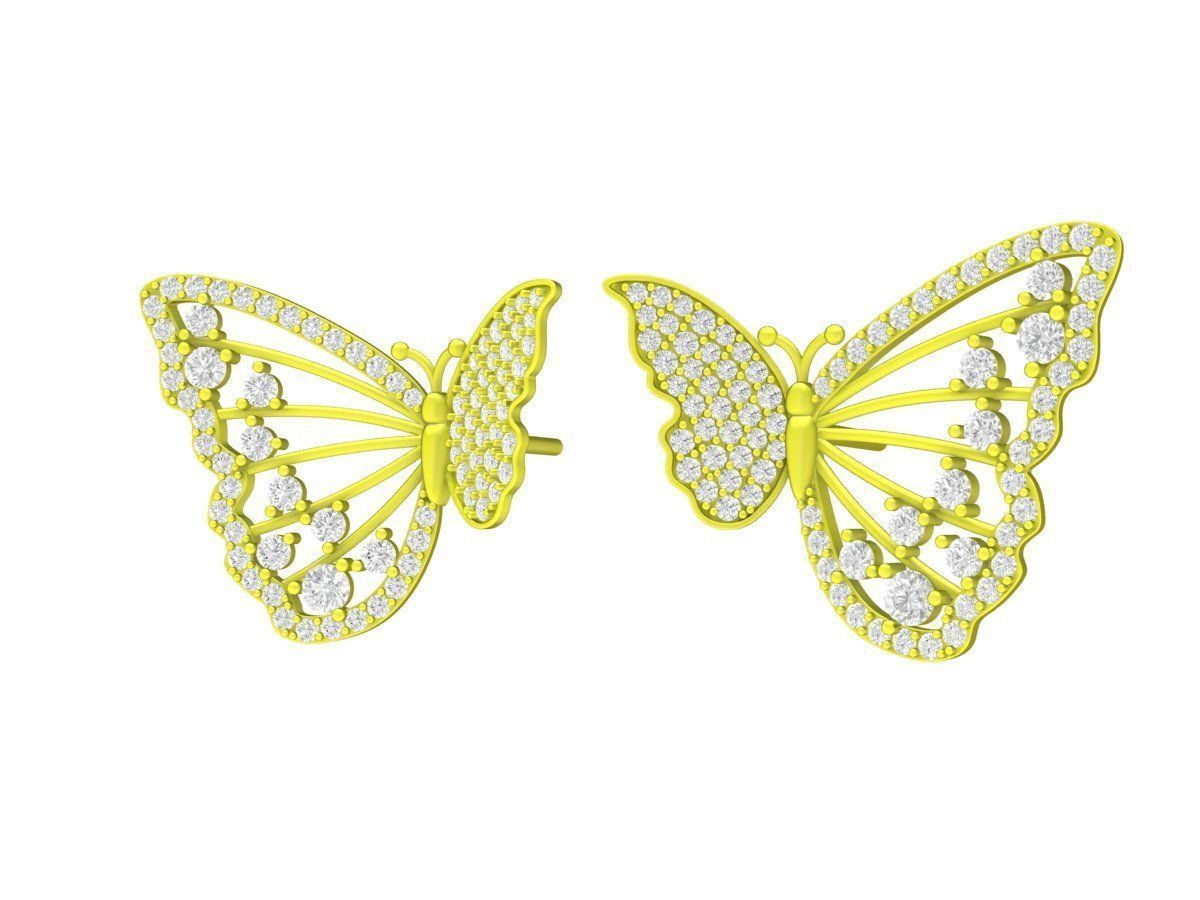 6985 Luxury Butterfly Diamond Women Earrings 3D print model_2