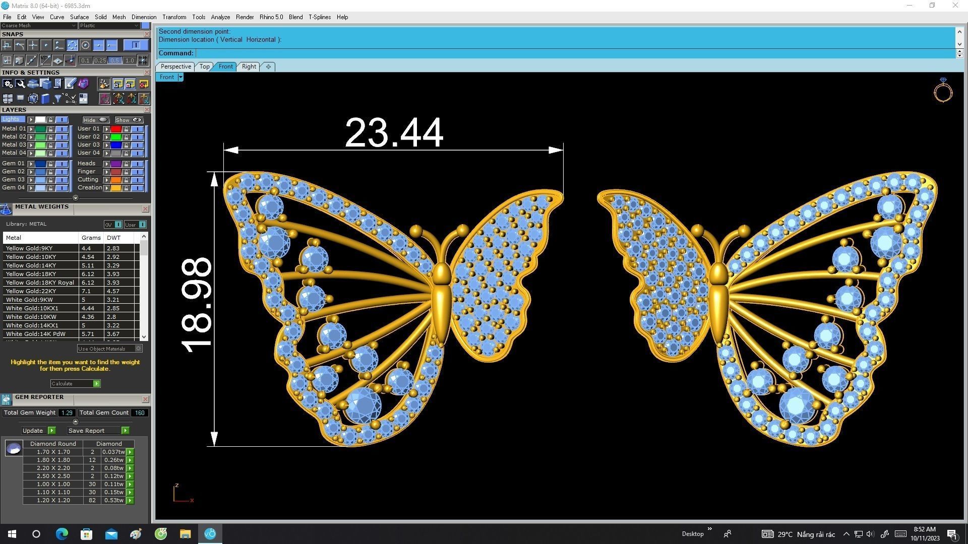 6985 Luxury Butterfly Diamond Women Earrings 3D print model_7