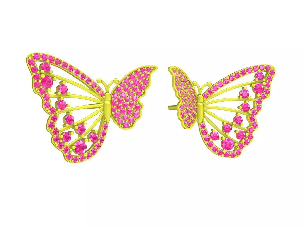 6985 Luxury Butterfly Diamond Women Earrings 3D print model_0