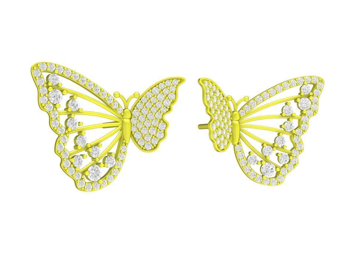 6985 Luxury Butterfly Diamond Women Earrings 3D print model_5