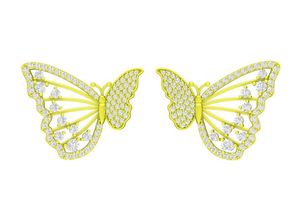 6985 Luxury Butterfly Diamond Women Earrings 3D print model_1