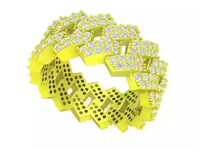 6987 Fashion Korean Cuban Diamond Ring