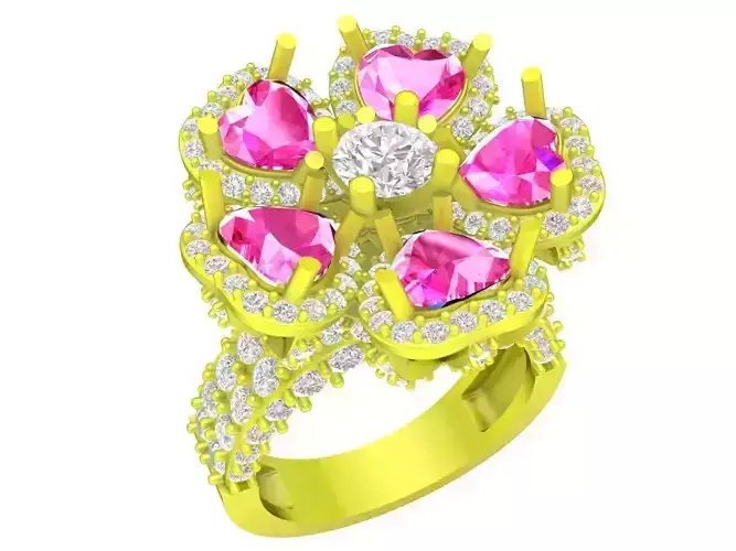 6991 Luxury Heart Diamond Flower Women Ring 