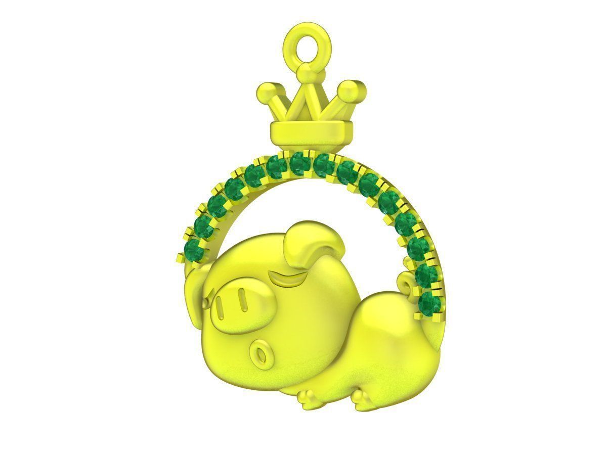 6996 Diamond Kute Pig Sleeping Pendant 3D print model_5