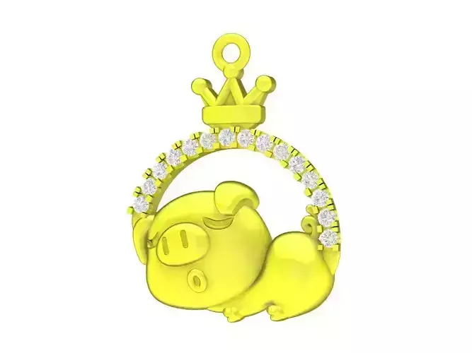 6996 Diamond Kute Pig Sleeping Pendant