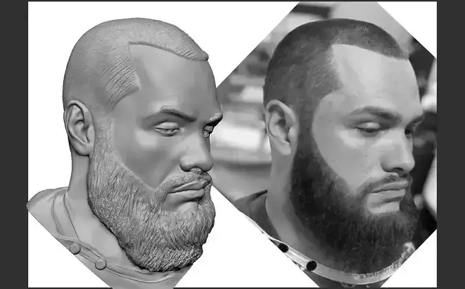 Man Head Portrait sample  3D print model