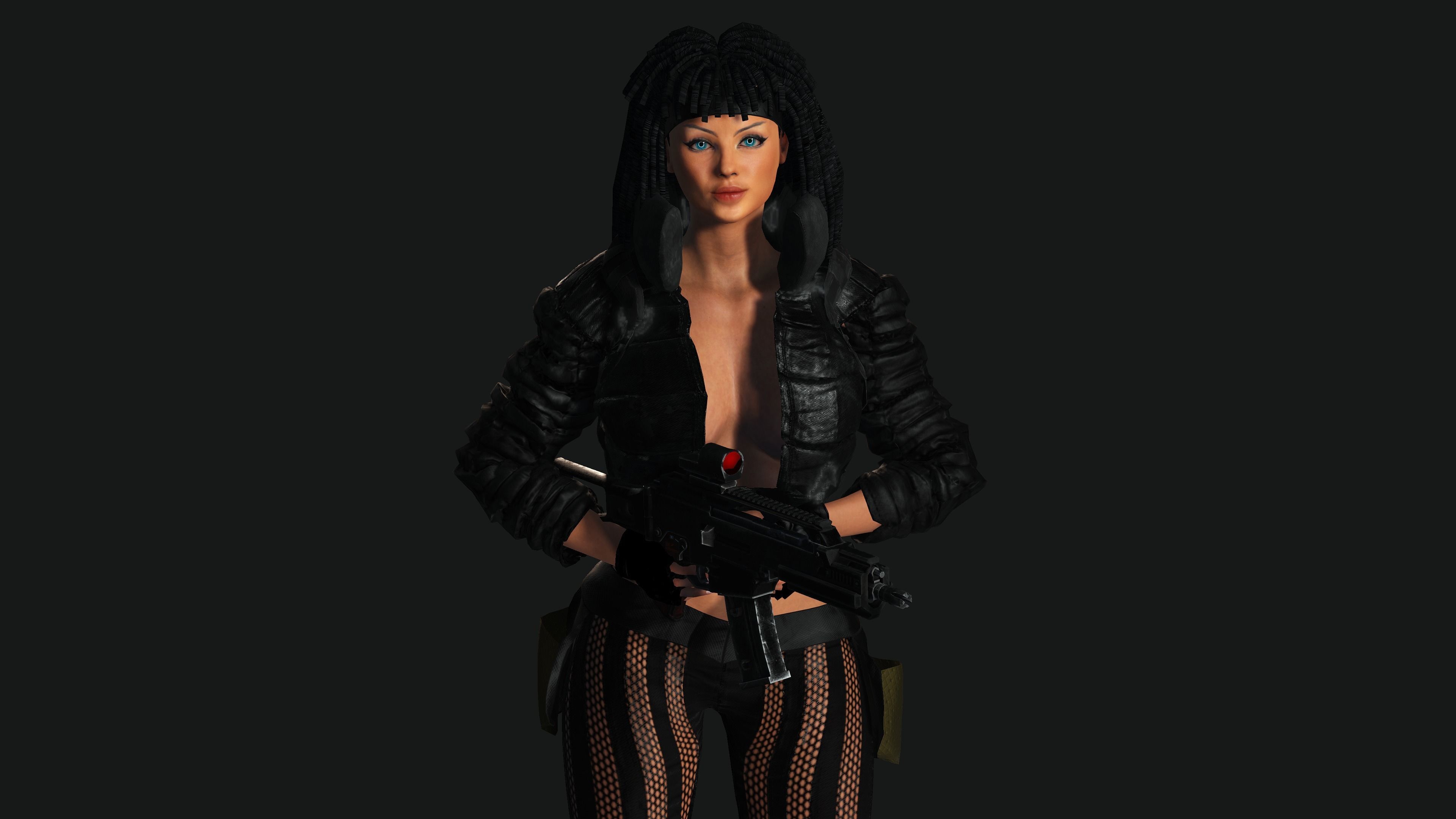 AAA 3D MODEL REALISTIC CHARACTER-FEMALE GUN SHOOTER STREET STYLE Low-poly 3D model_5