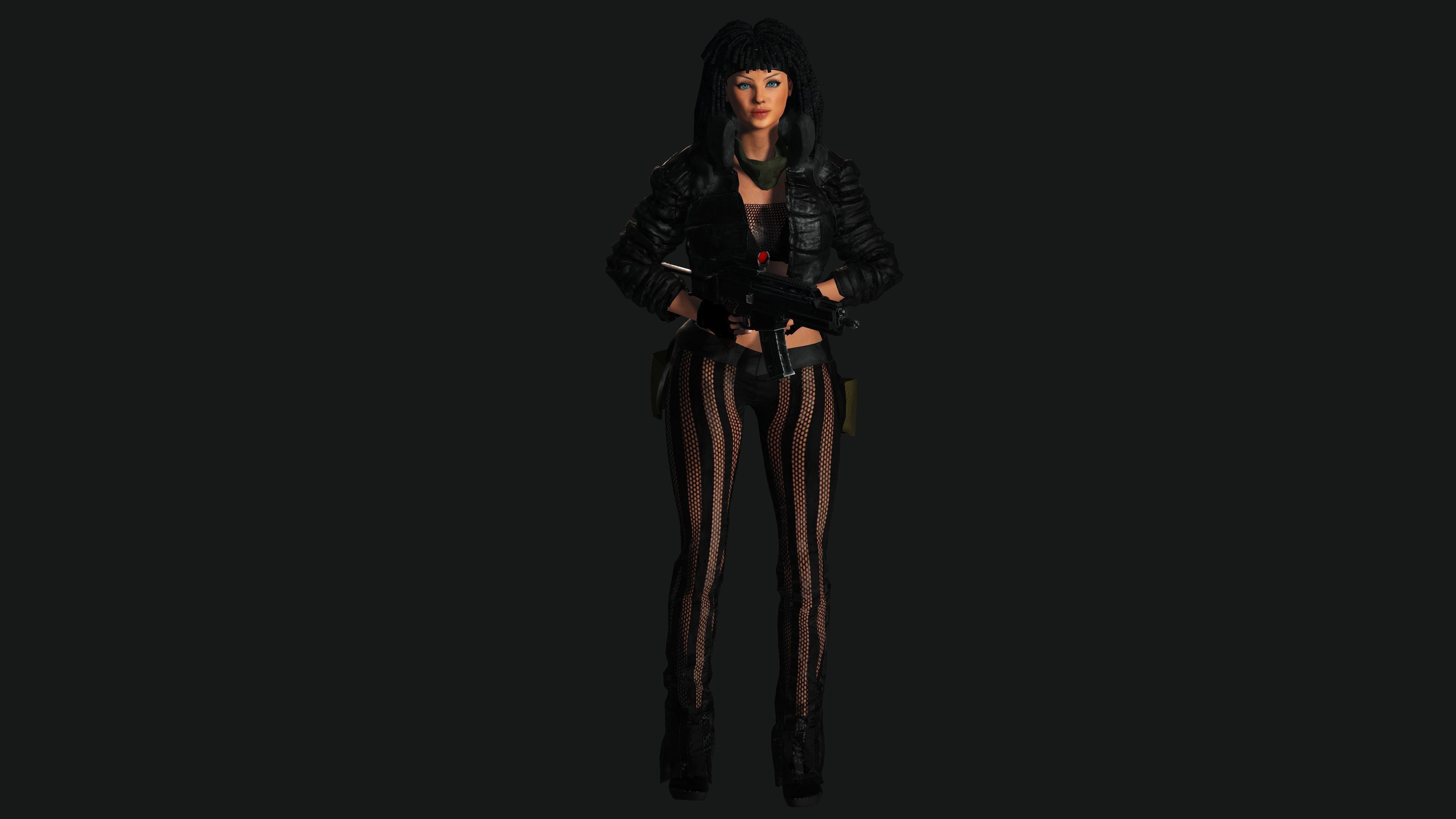 AAA 3D MODEL REALISTIC CHARACTER-FEMALE GUN SHOOTER STREET STYLE Low-poly 3D model_1