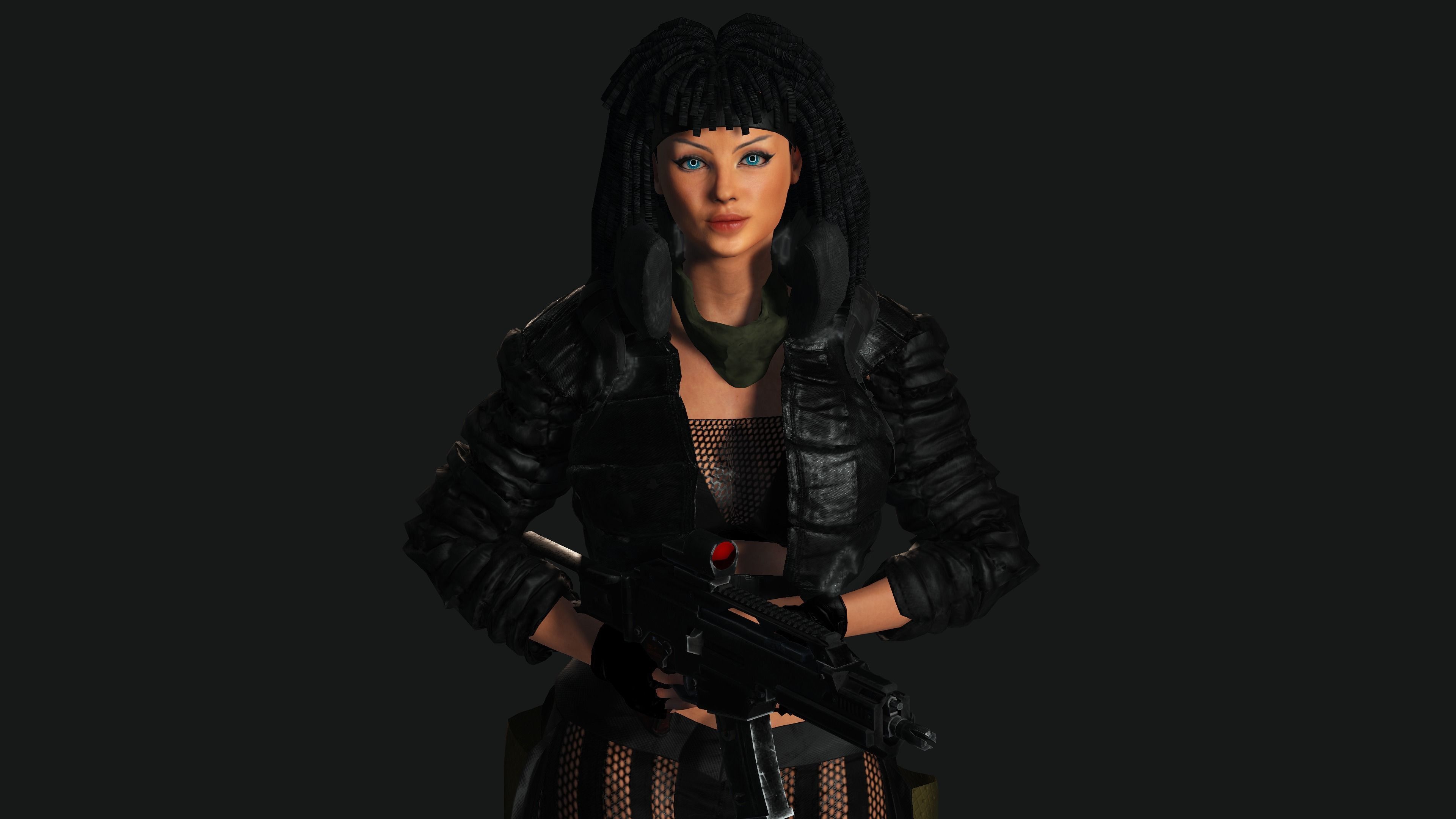 AAA 3D MODEL REALISTIC CHARACTER-FEMALE GUN SHOOTER STREET STYLE Low-poly 3D model_7