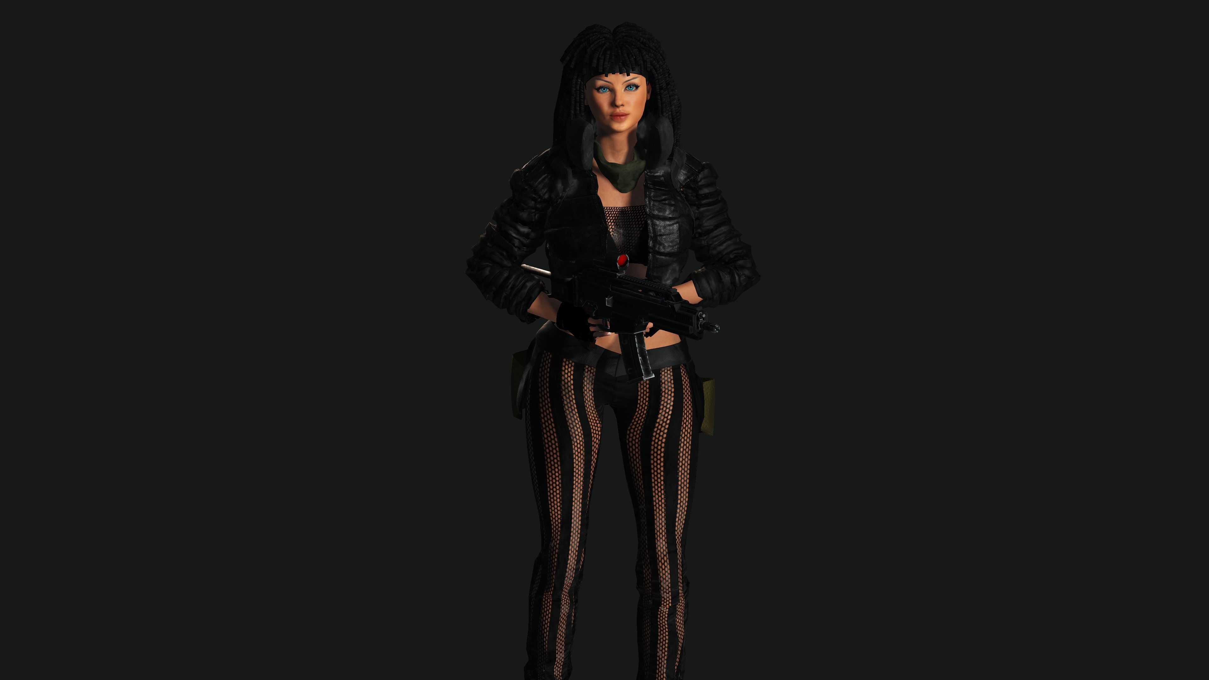 AAA 3D MODEL REALISTIC CHARACTER-FEMALE GUN SHOOTER STREET STYLE Low-poly 3D model_2