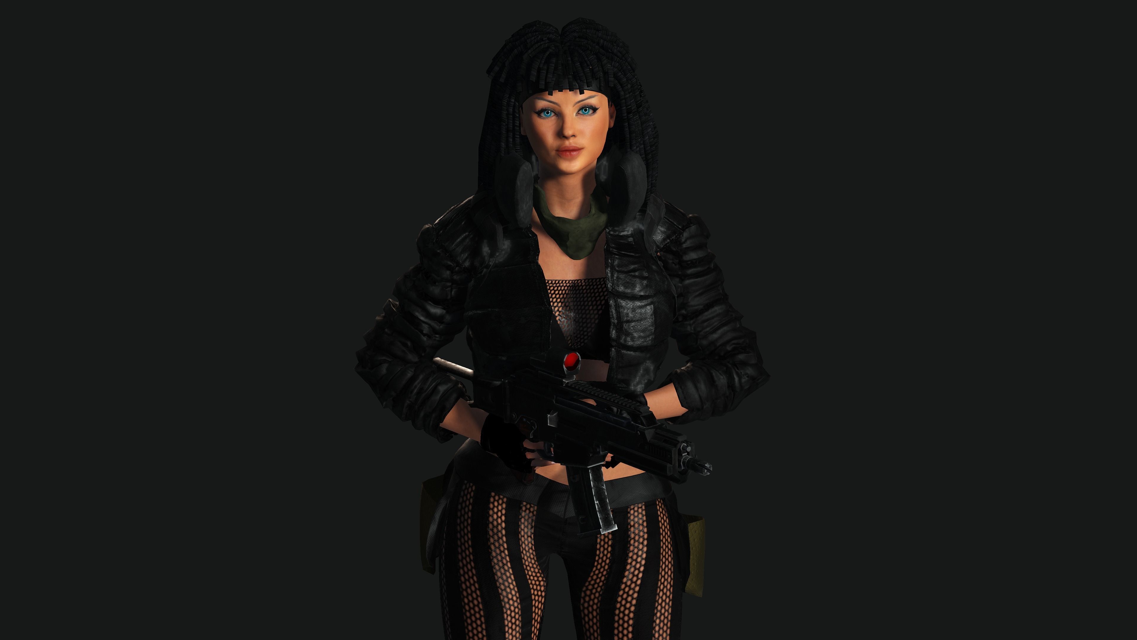 AAA 3D MODEL REALISTIC CHARACTER-FEMALE GUN SHOOTER STREET STYLE Low-poly 3D model_4
