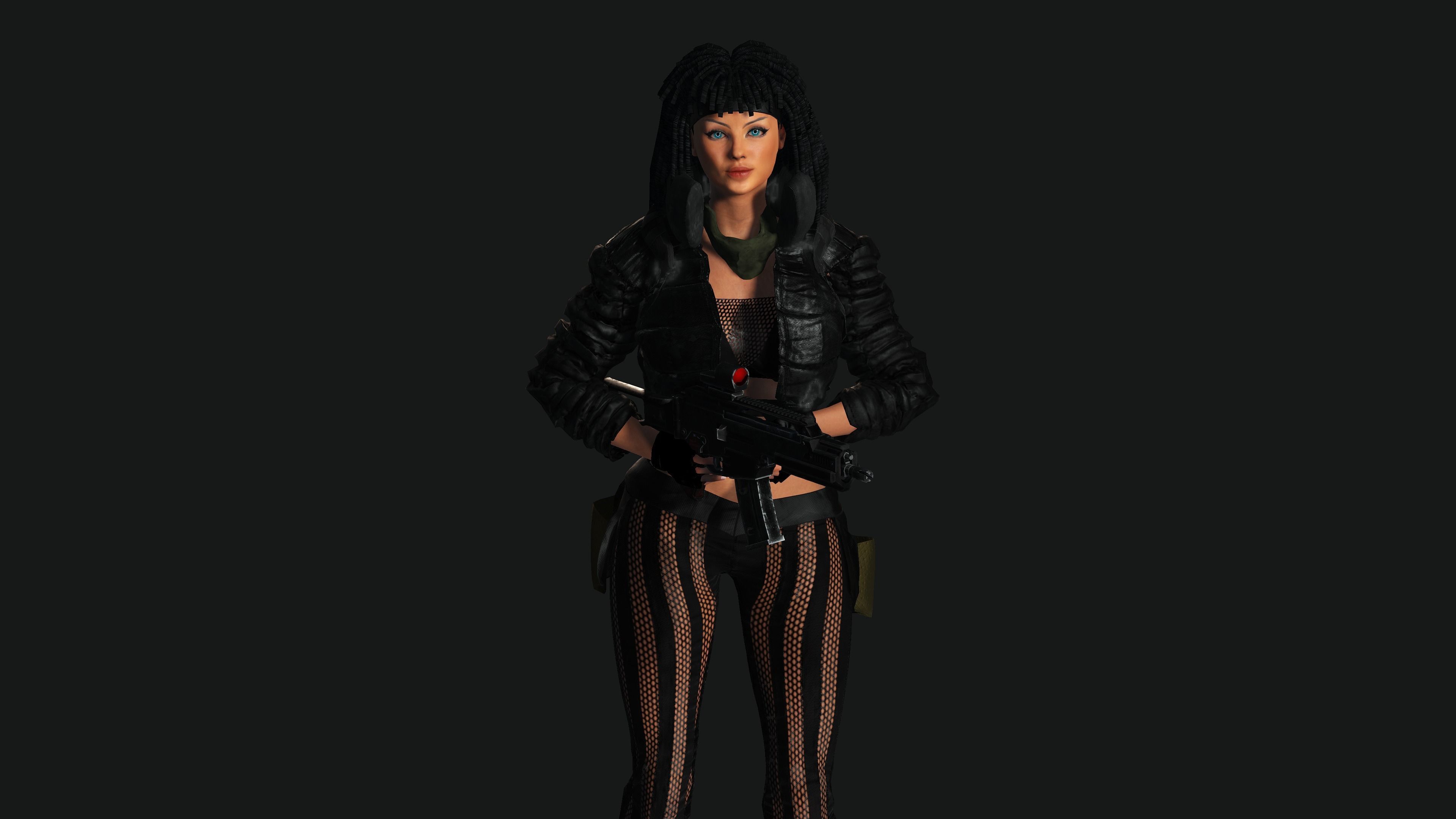 AAA 3D MODEL REALISTIC CHARACTER-FEMALE GUN SHOOTER STREET STYLE Low-poly 3D model_3
