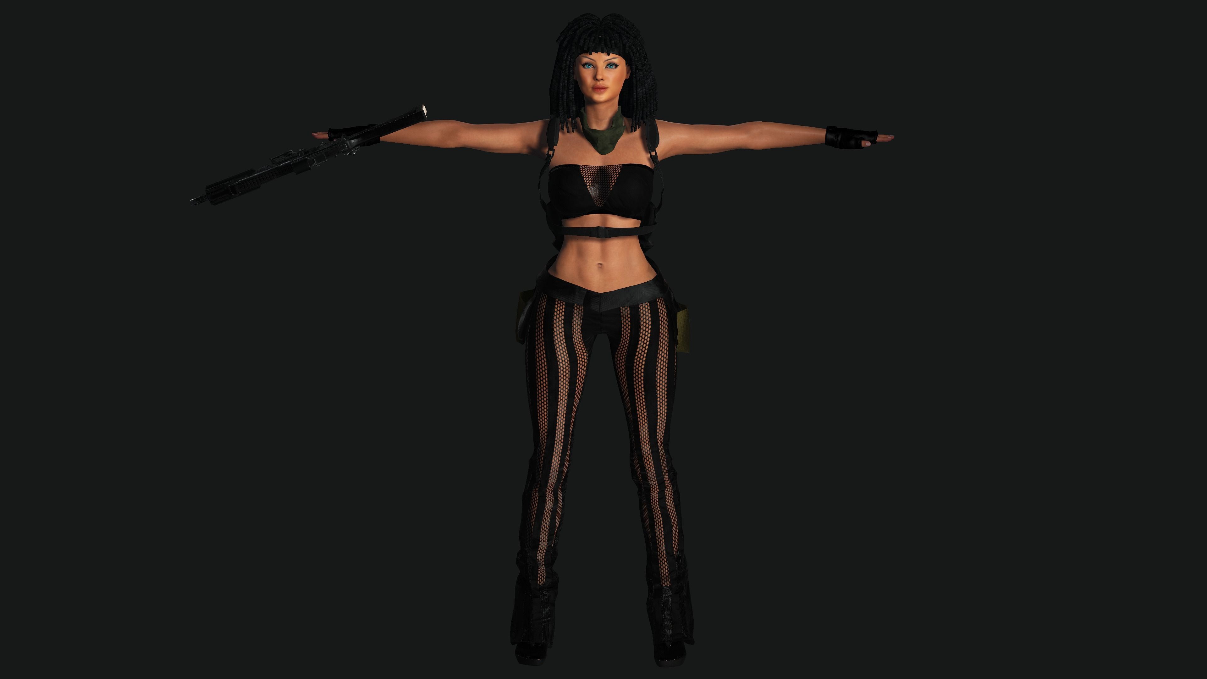 AAA 3D MODEL REALISTIC CHARACTER-FEMALE GUN SHOOTER STREET STYLE Low-poly 3D model_15