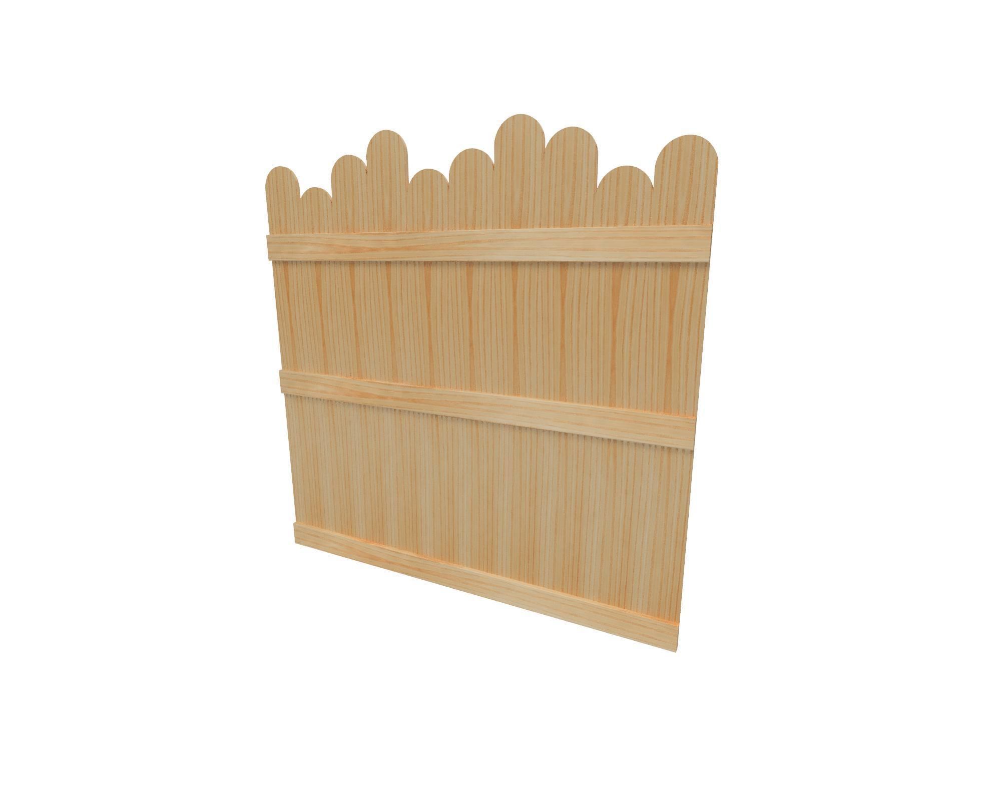 Wooden fence 3D model_4