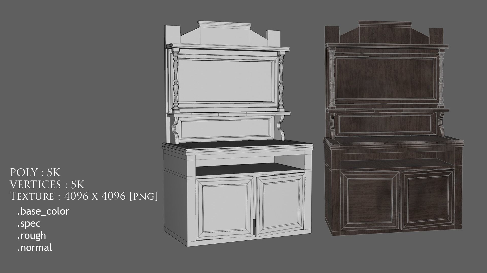 Old furniture realistic low poly - 1 Low-poly 3D model_2