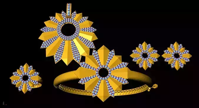 Necklace set ring bracelet earrings