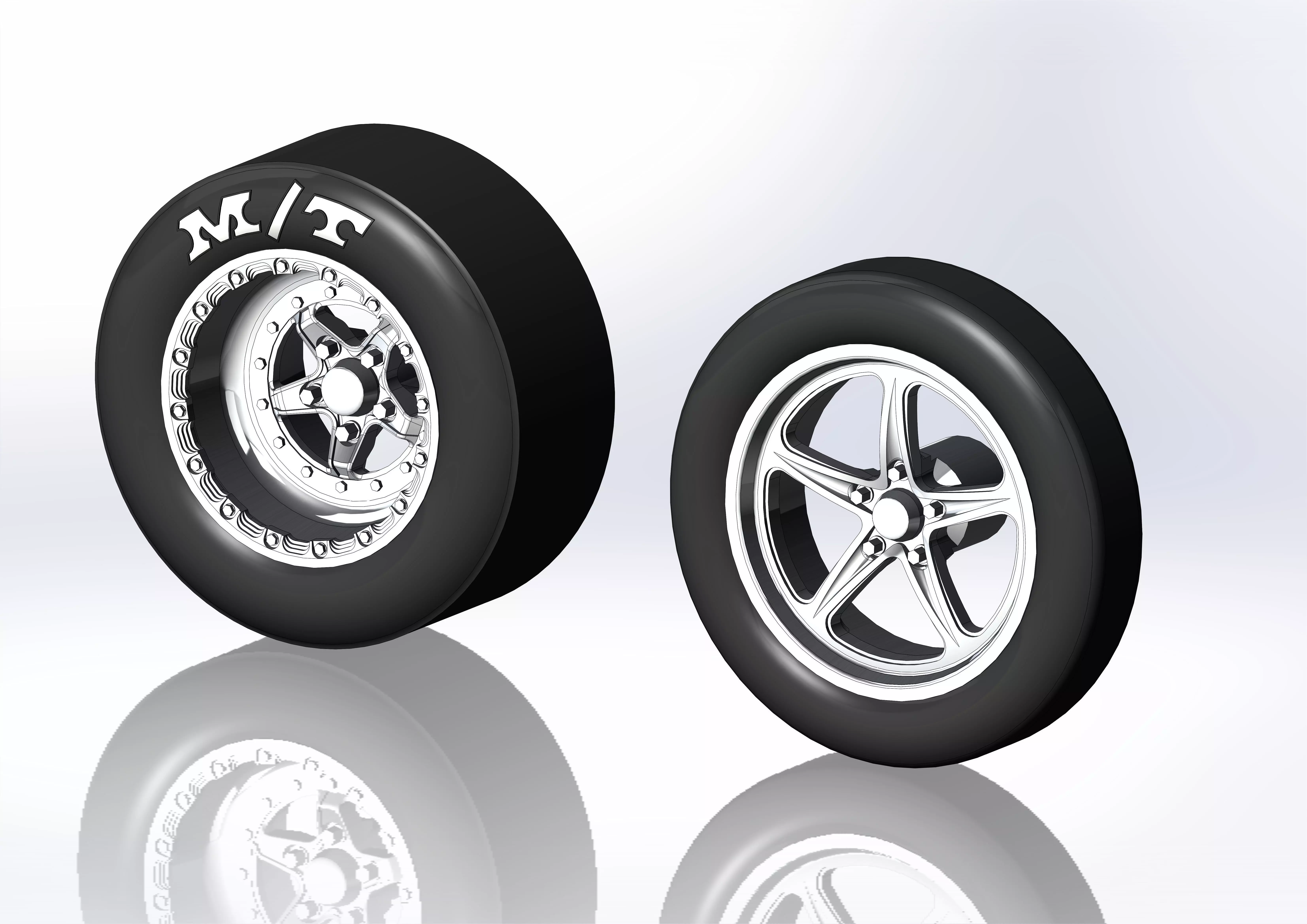 Wheels Keizer Verbrand for scale model of dragster 3D print model