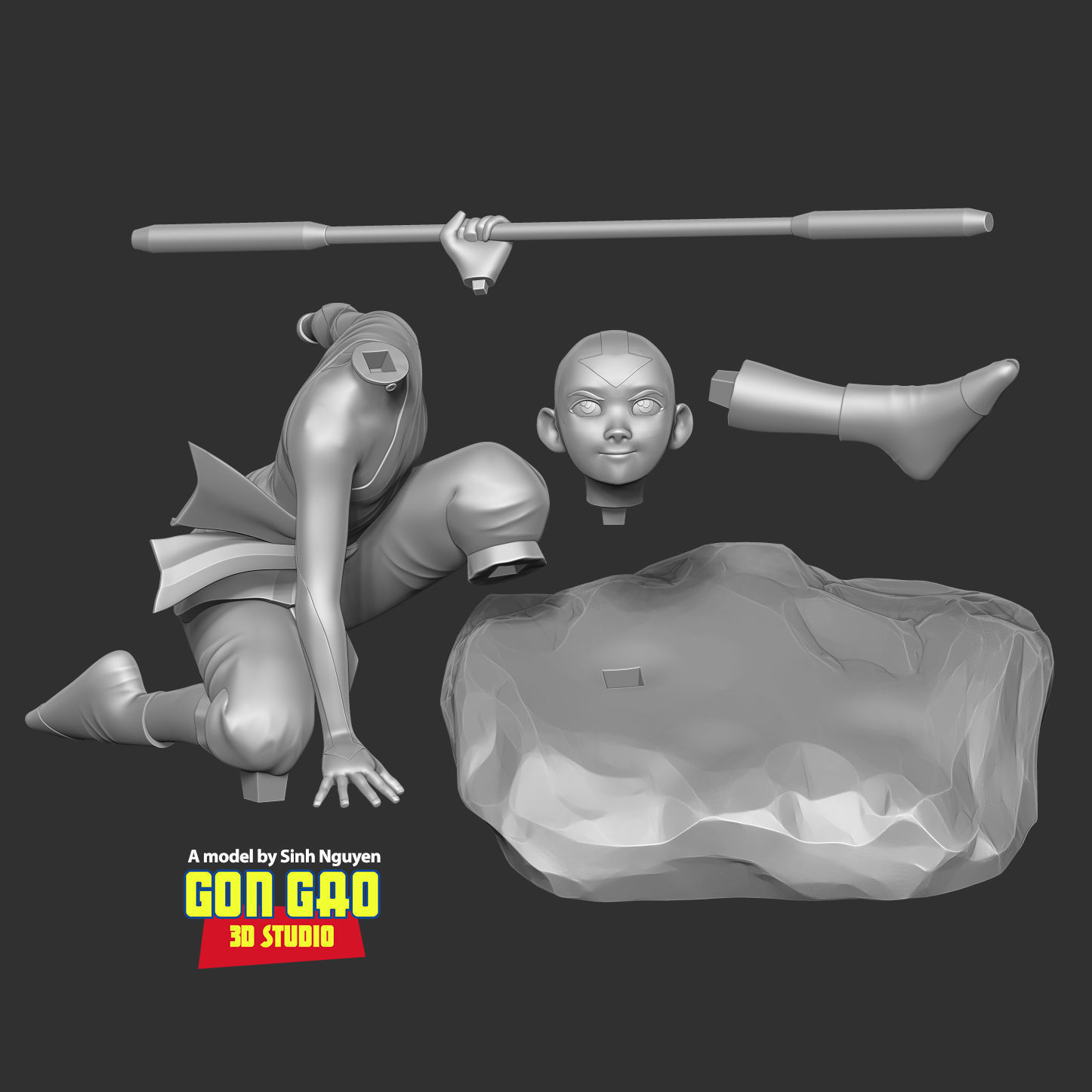 Aang - Avatar Fanart 3D print model_2