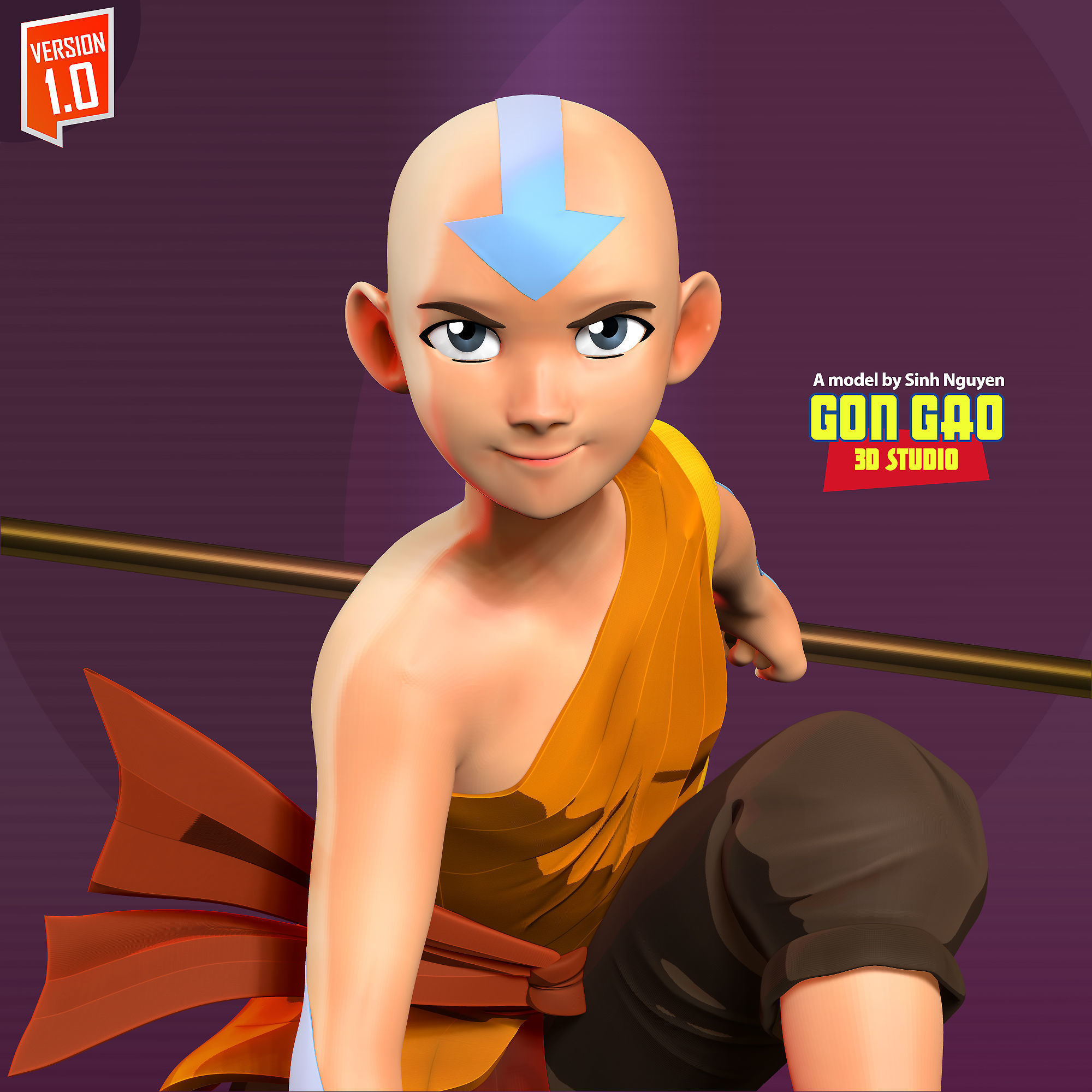 Aang - Avatar Fanart 3D print model_5