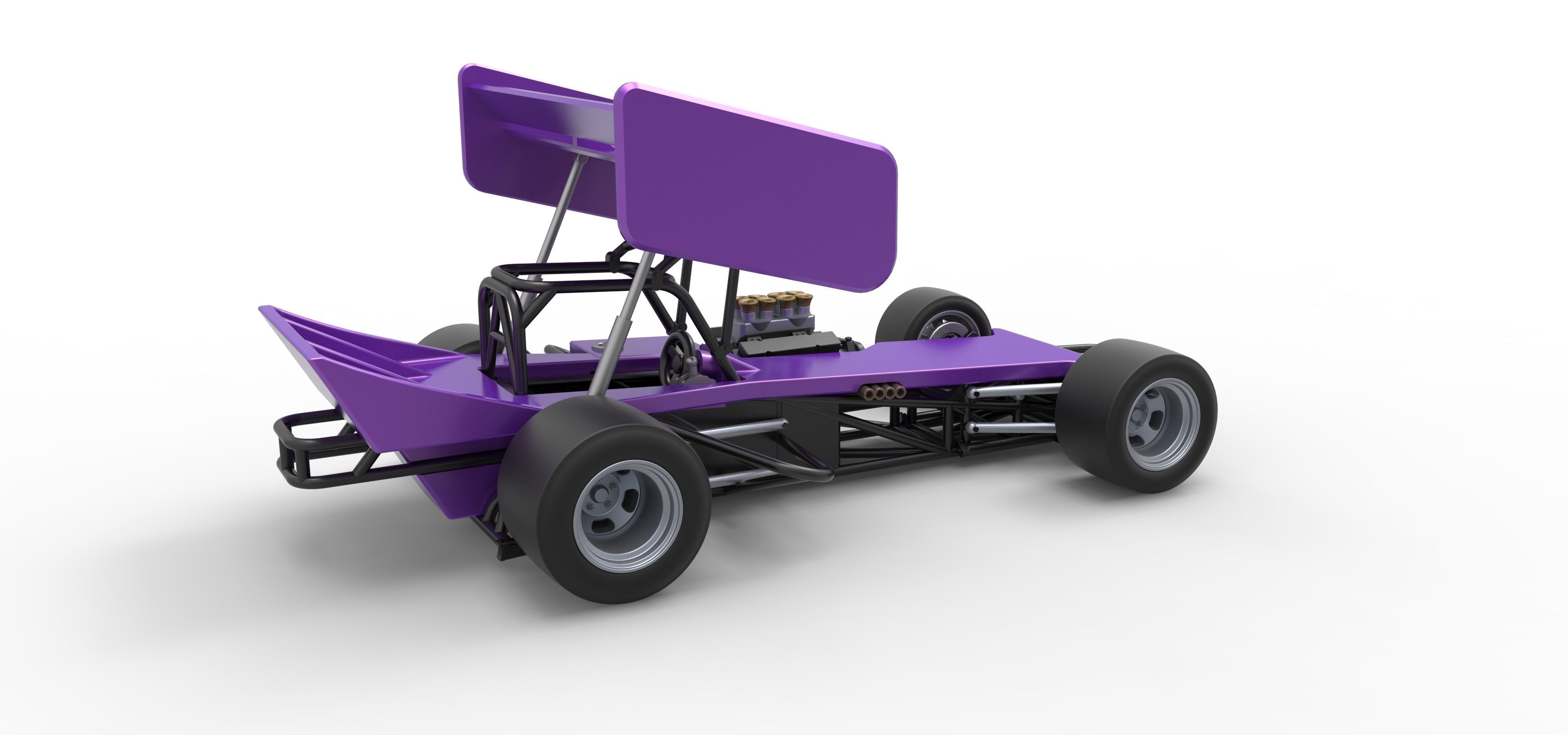 Supermodified front engine Winged race car Scale 1 to 25 3D print model_18