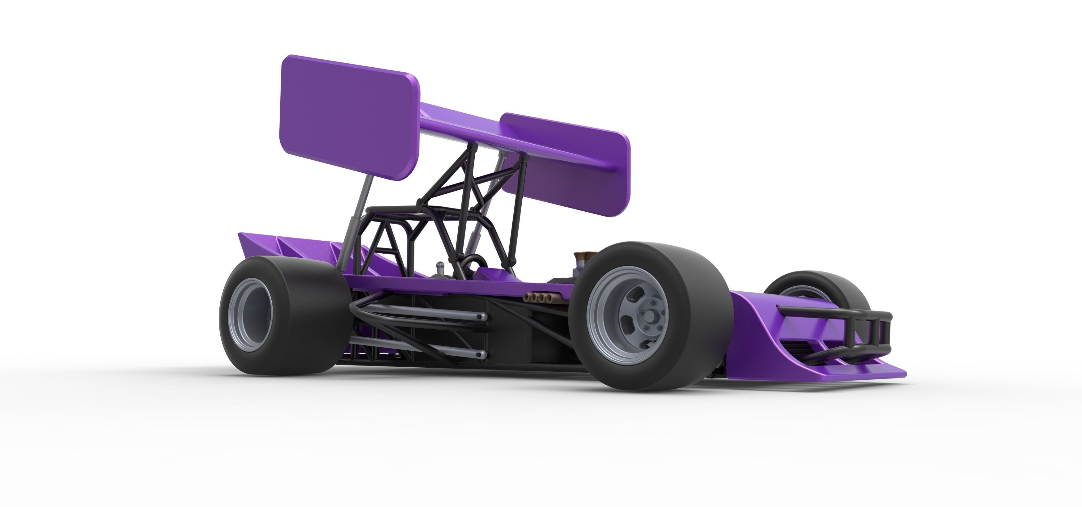 Supermodified front engine Winged race car Scale 1 to 25 3D print model_23