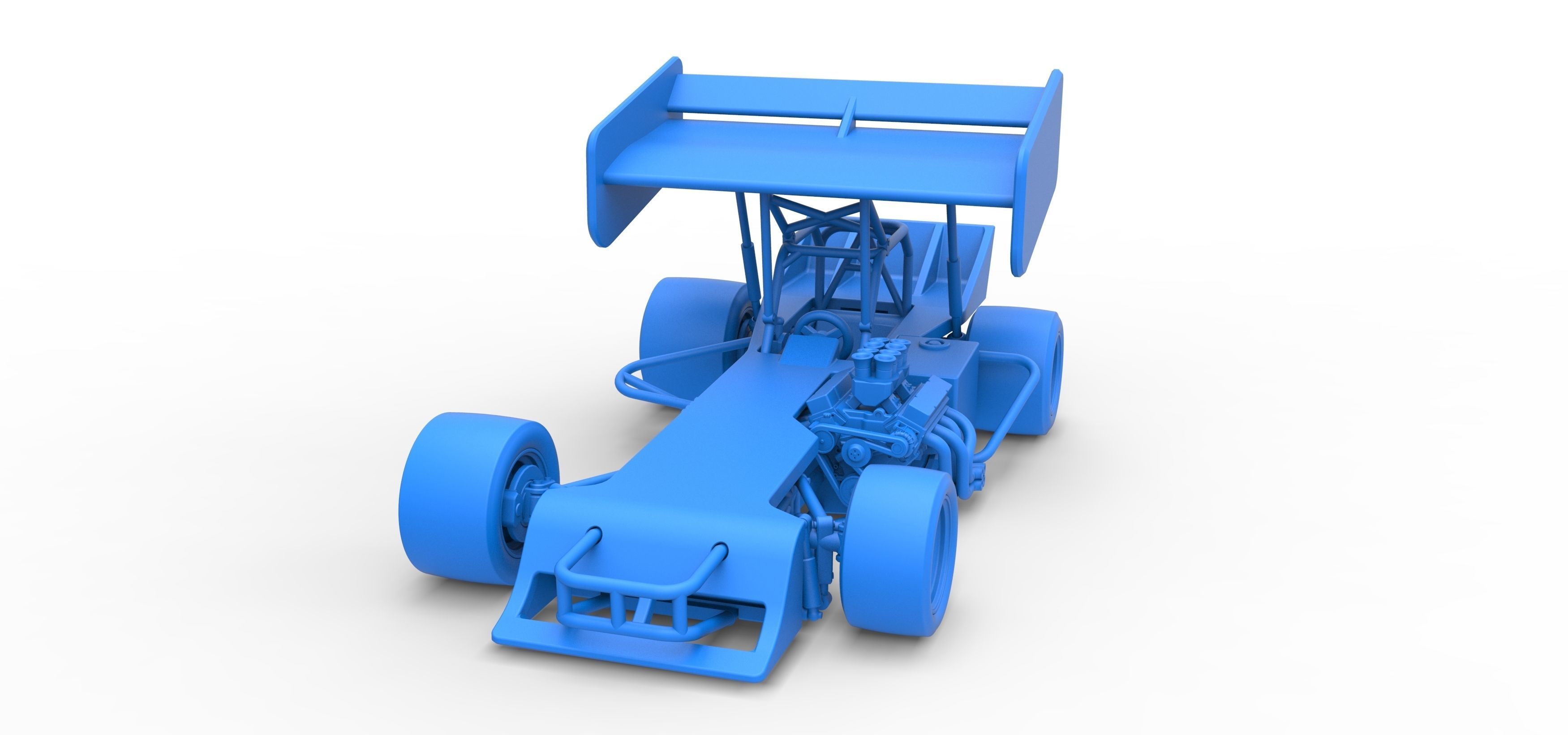 Supermodified front engine Winged race car Scale 1 to 25 3D print model_30