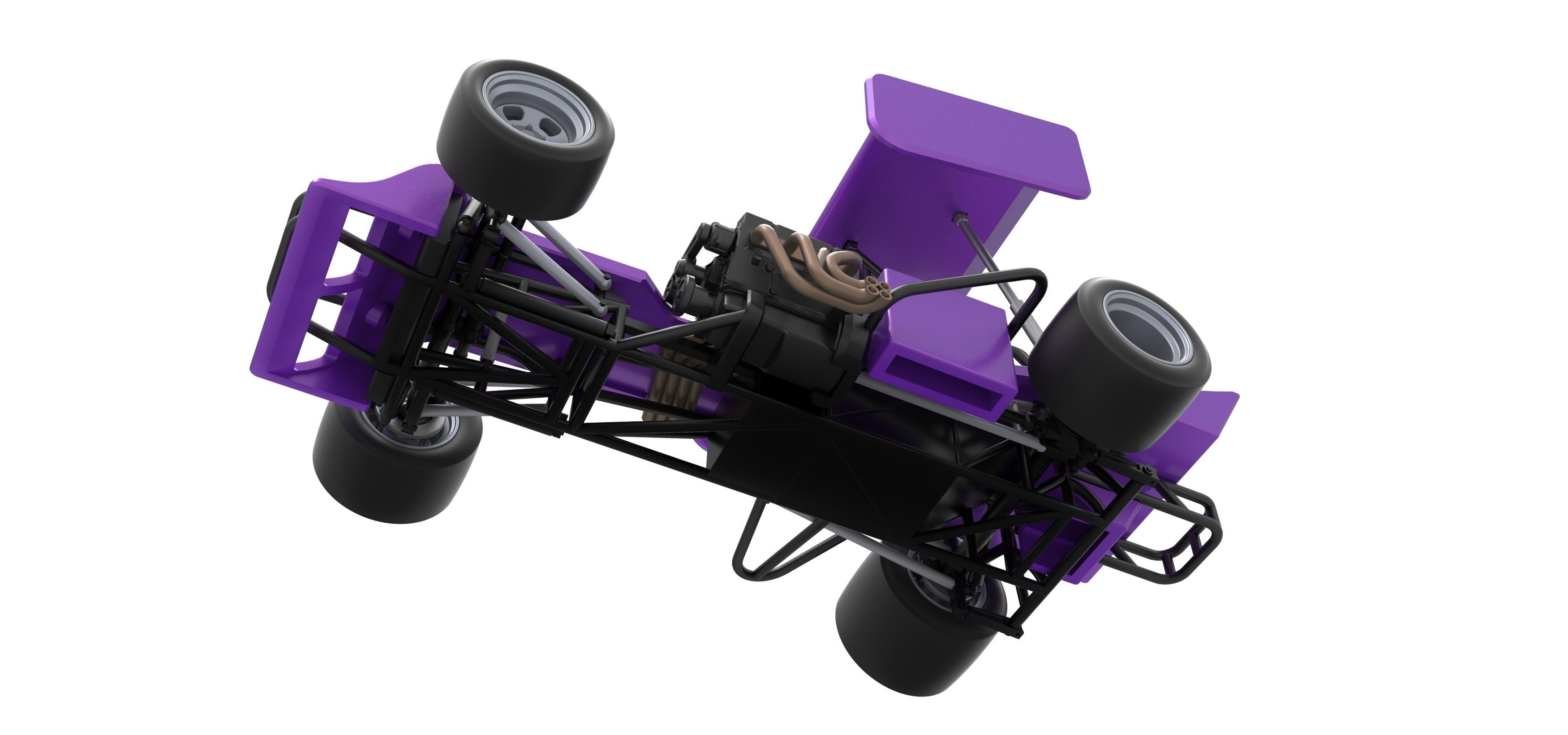 Supermodified front engine Winged race car Scale 1 to 25 3D print model_3