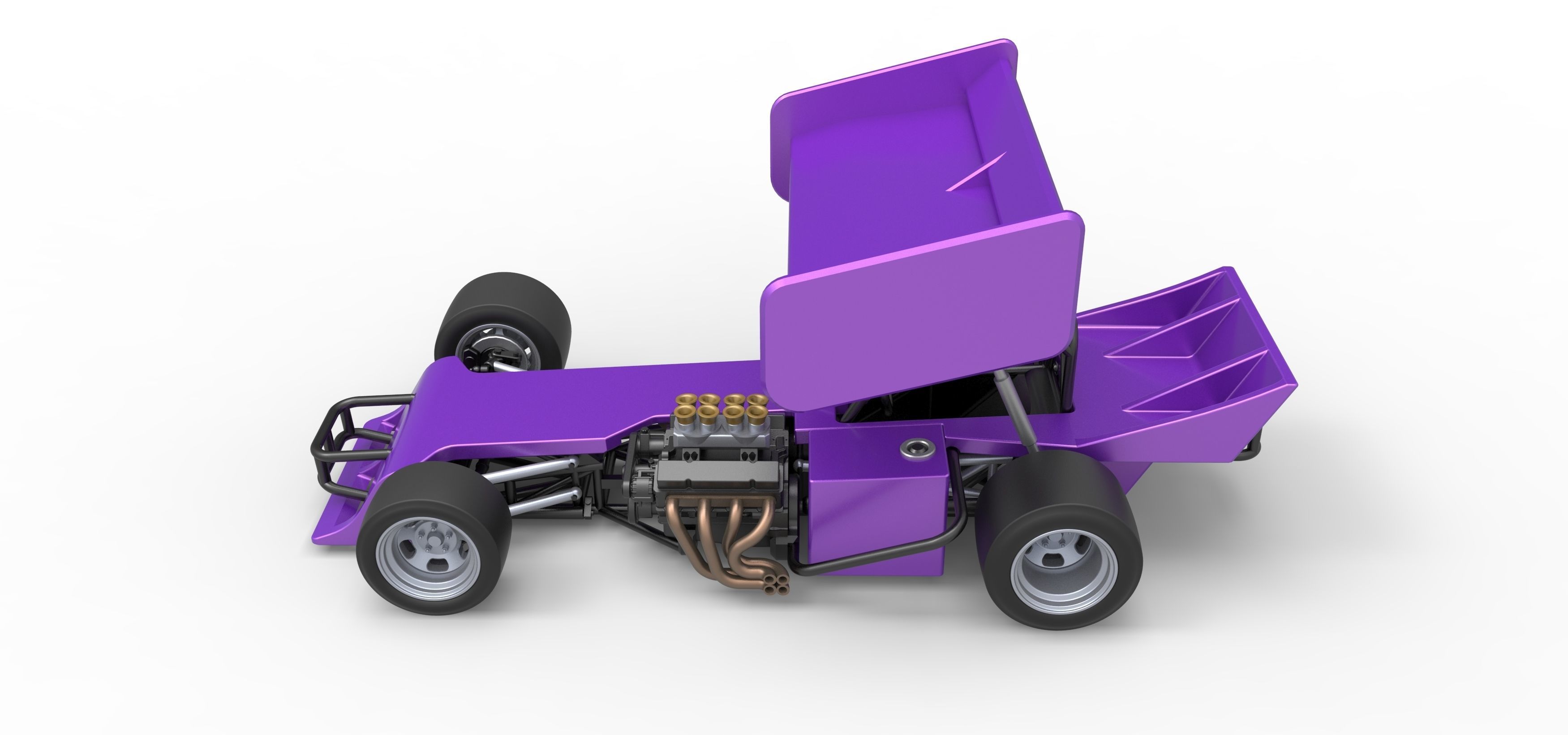 Supermodified front engine Winged race car Scale 1 to 25 3D print model_10