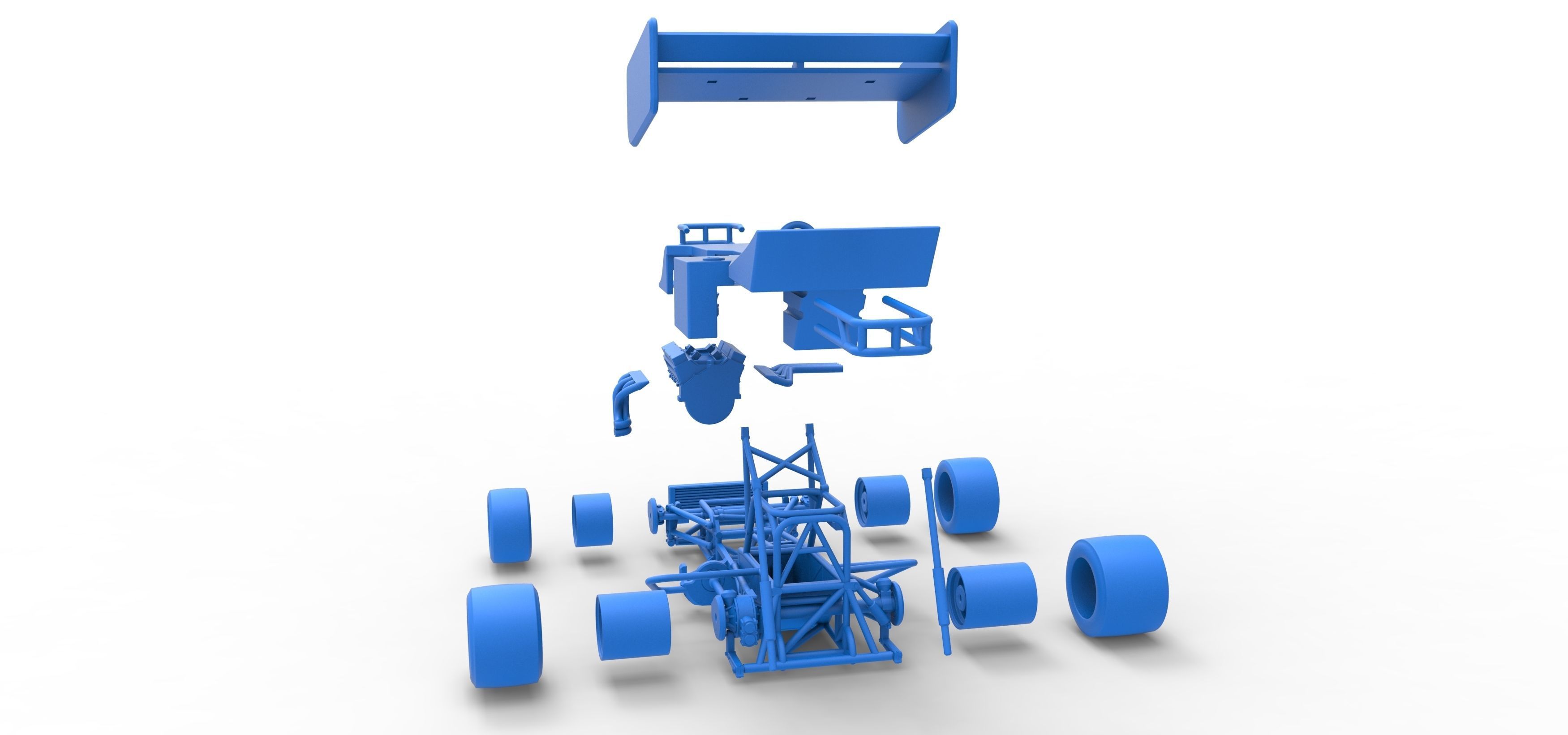 Supermodified front engine Winged race car Scale 1 to 25 3D print model_58