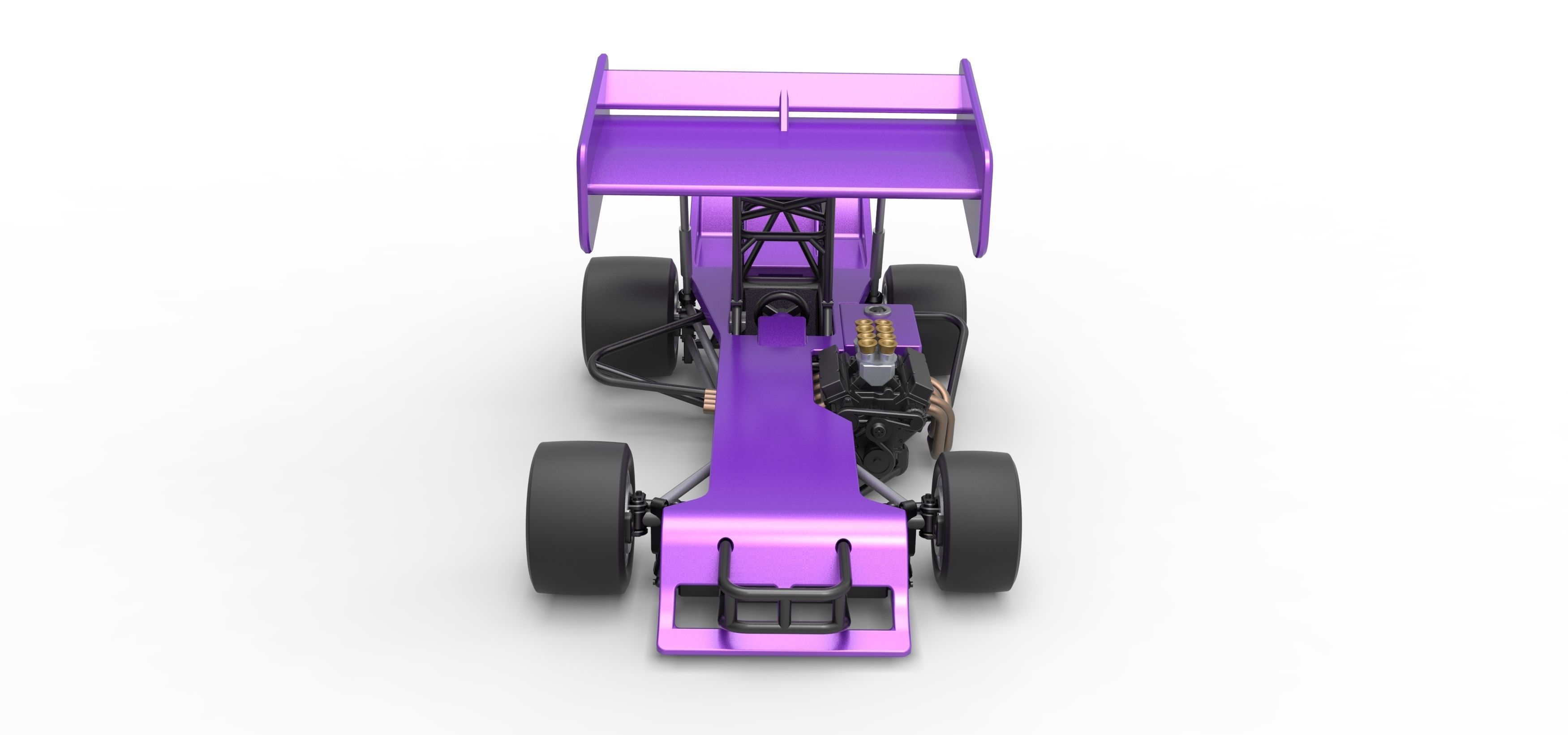 Supermodified front engine Winged race car Scale 1 to 25 3D print model_8