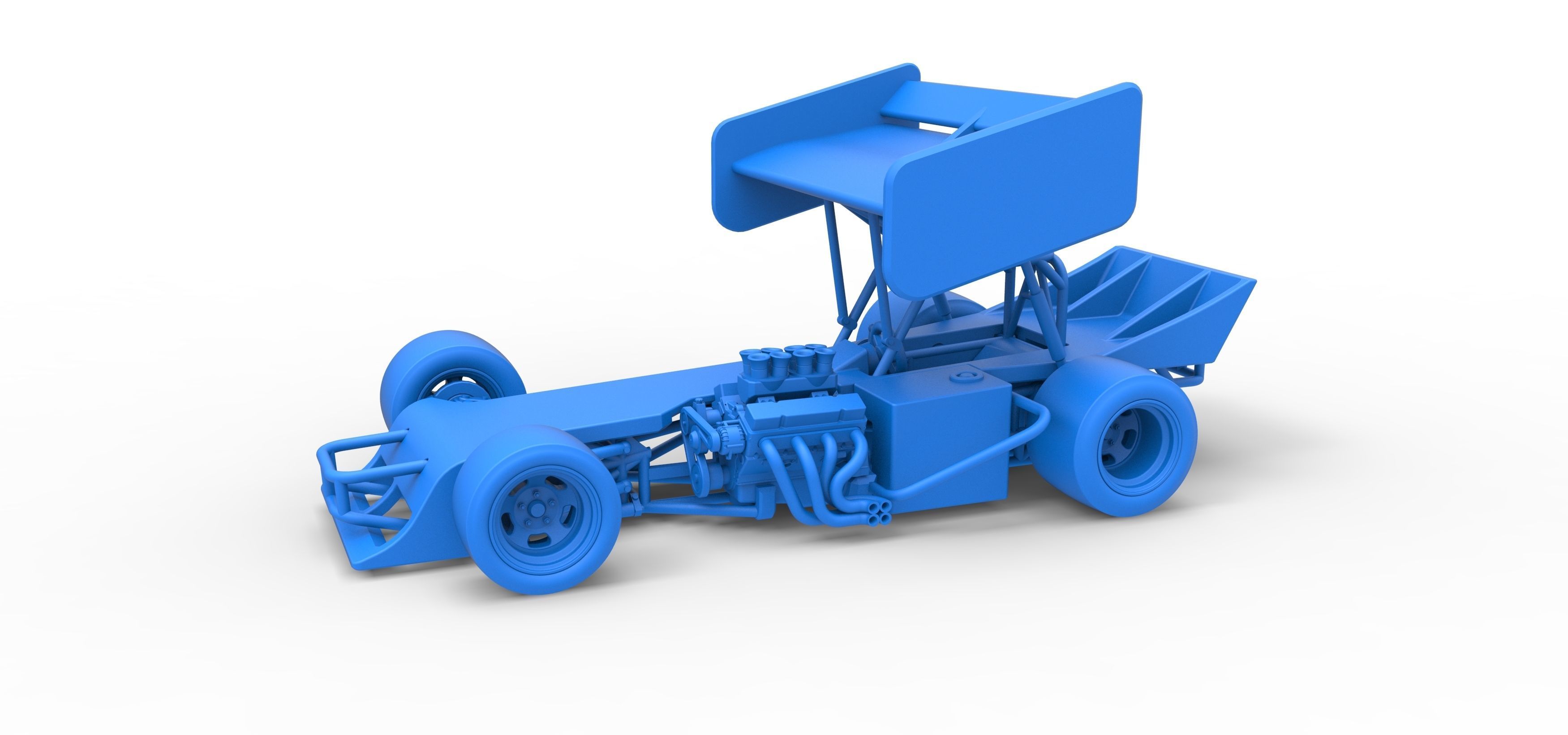 Supermodified front engine Winged race car Scale 1 to 25 3D print model_26
