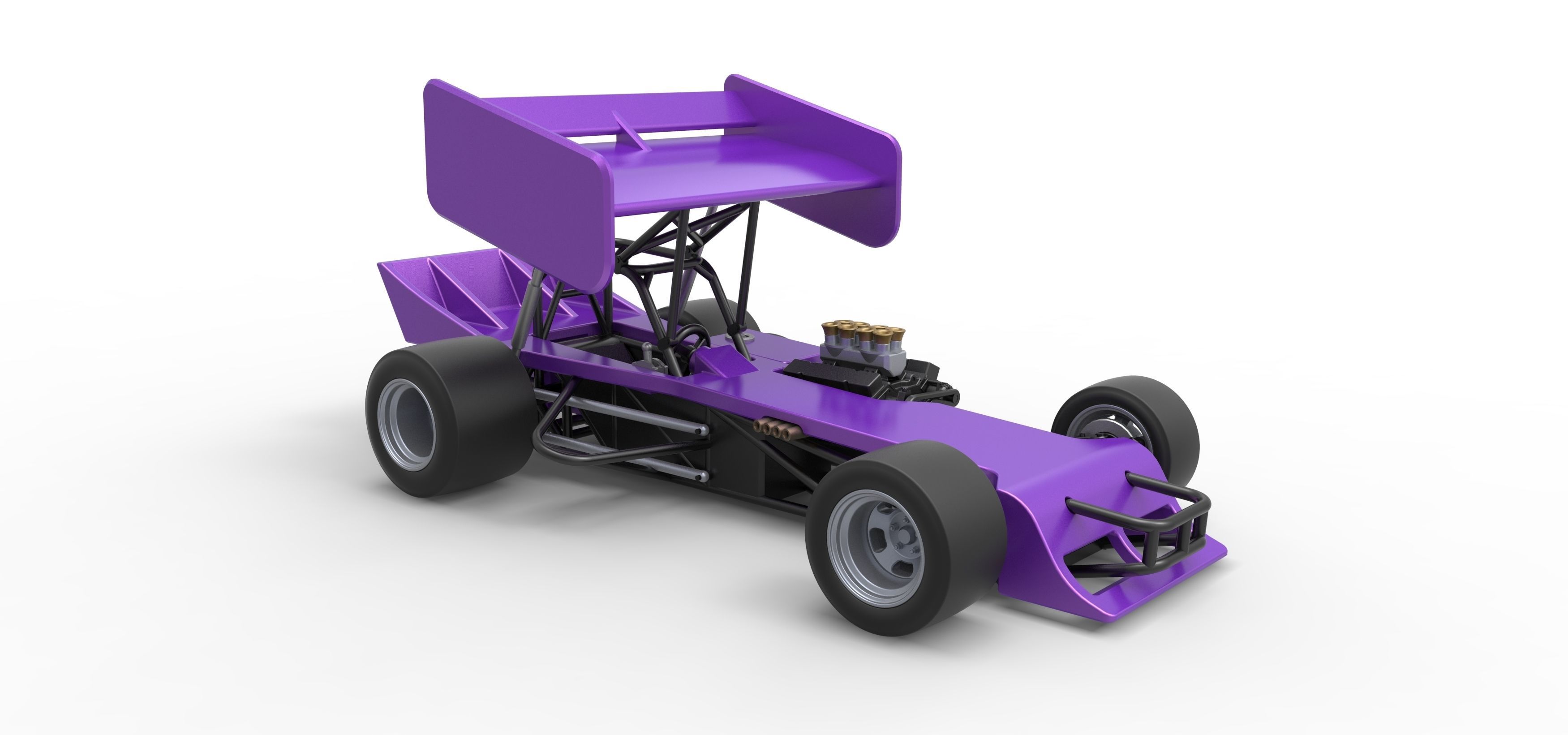 Supermodified front engine Winged race car Scale 1 to 25 3D print model_22