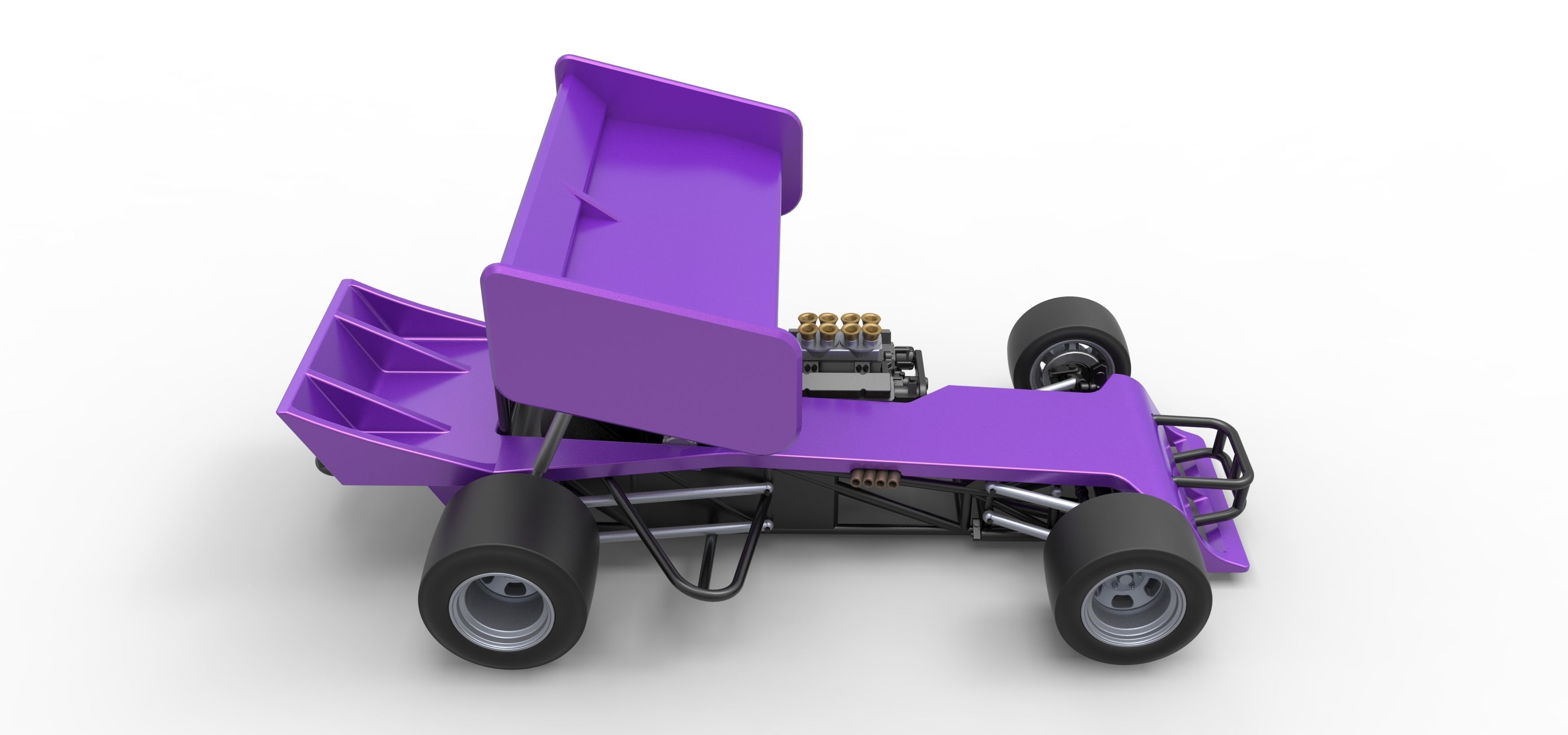 Supermodified front engine Winged race car Scale 1 to 25 3D print model_21