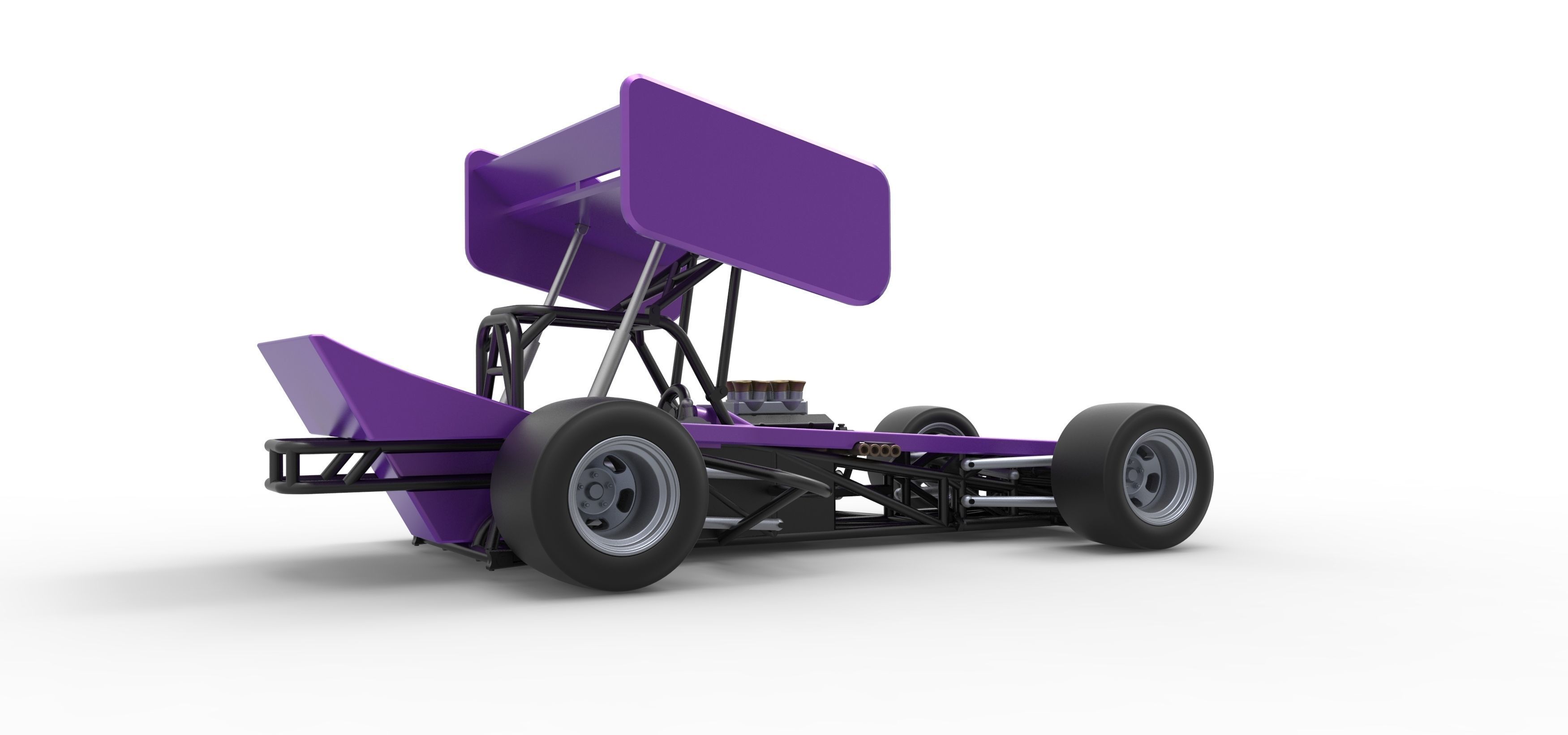 Supermodified front engine Winged race car Scale 1 to 25 3D print model_19