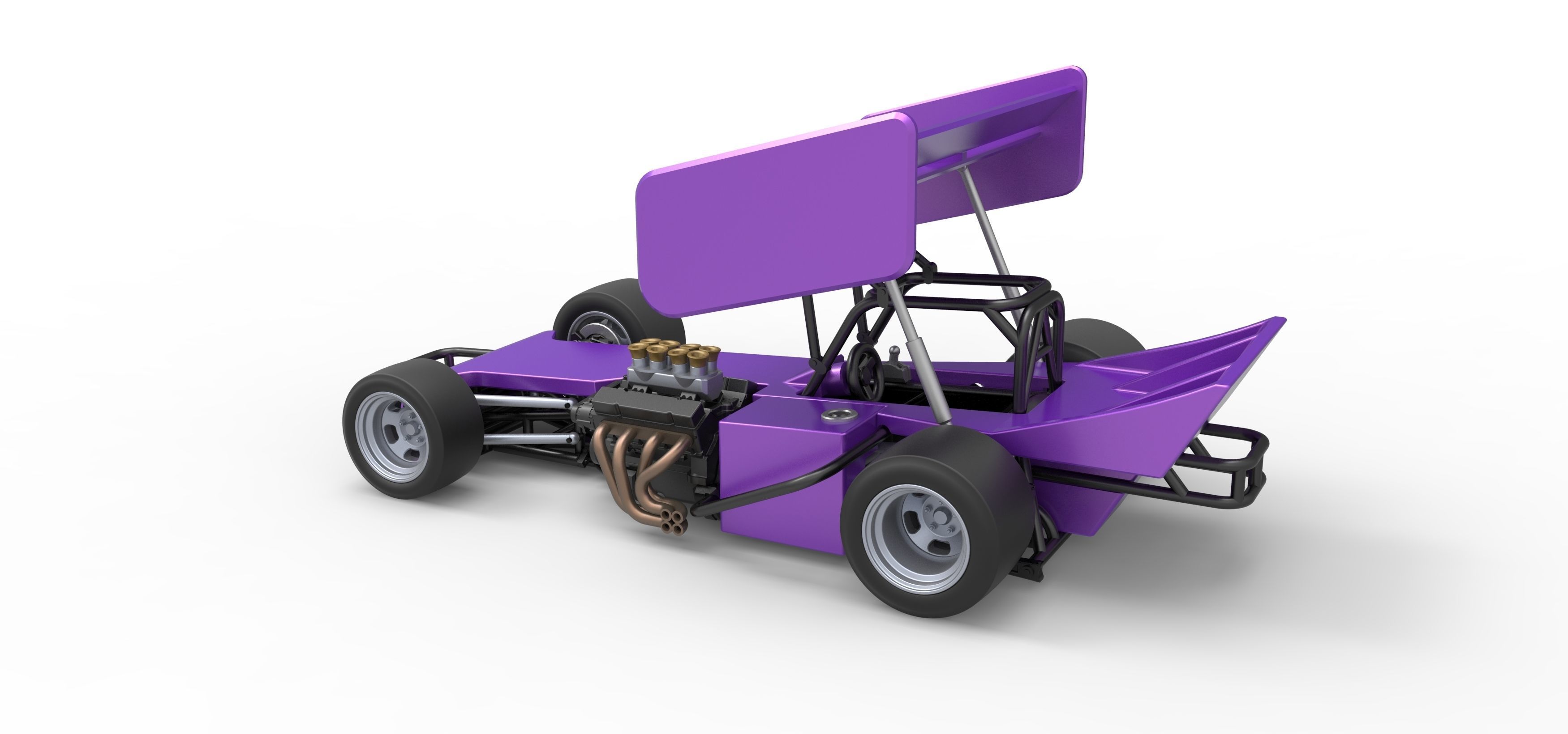 Supermodified front engine Winged race car Scale 1 to 25 3D print model_12