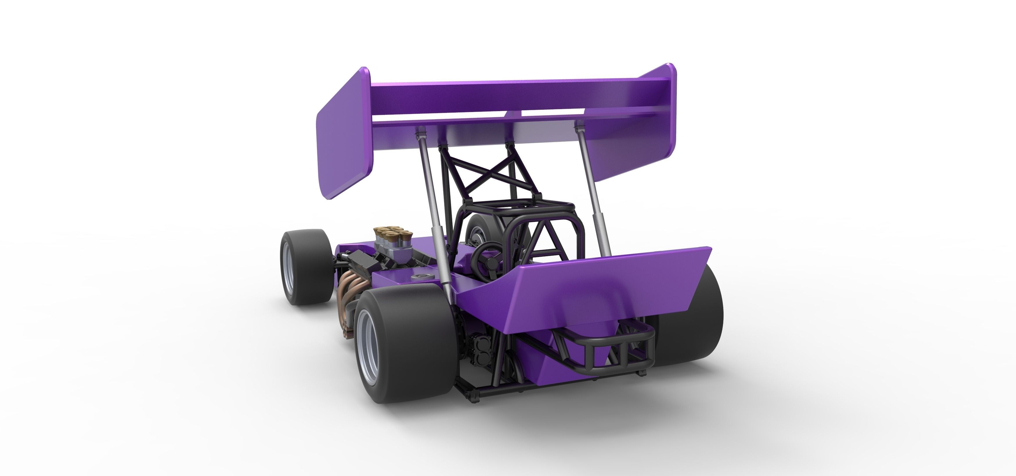 Supermodified front engine Winged race car Scale 1 to 25 3D print model_14
