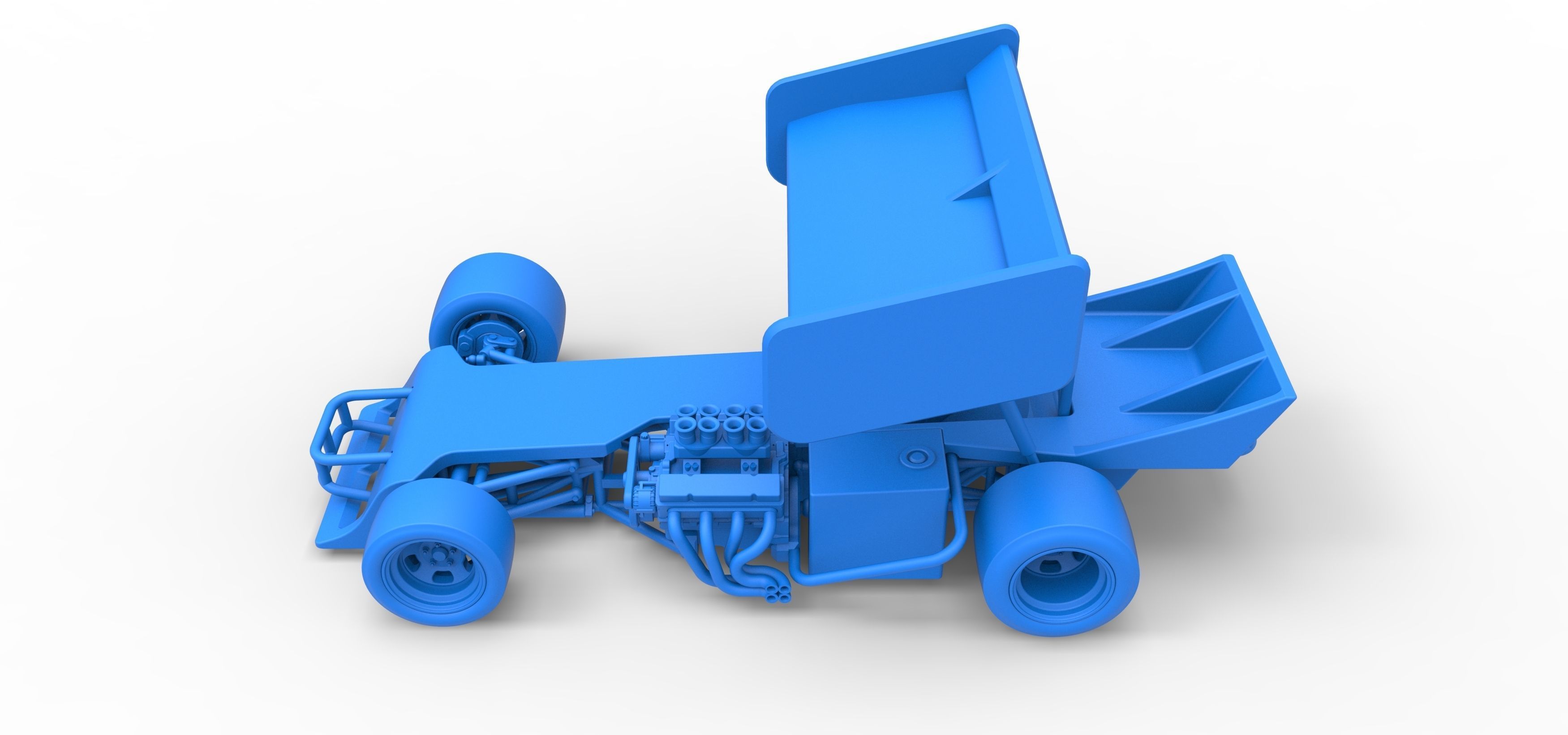 Supermodified front engine Winged race car Scale 1 to 25 3D print model_35