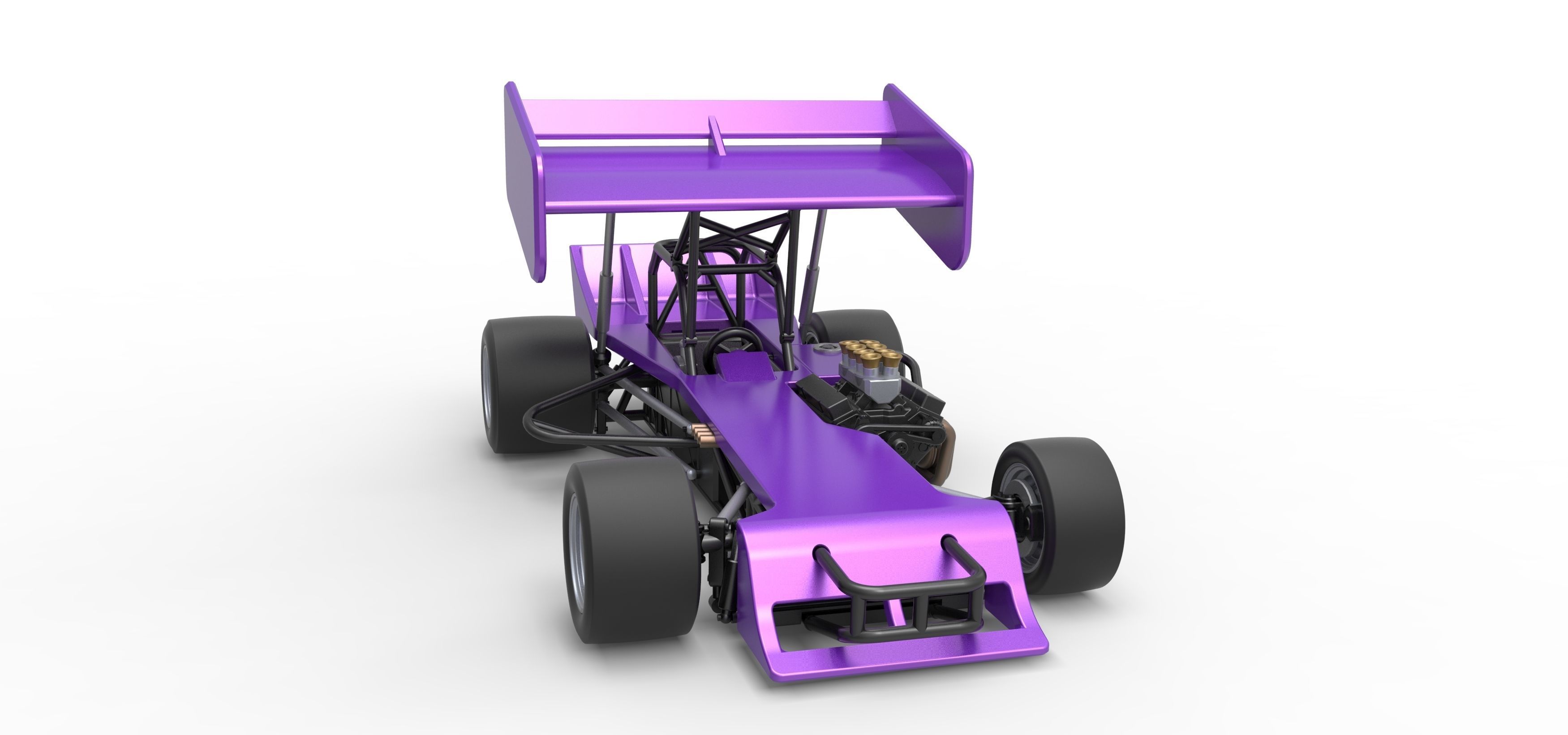 Supermodified front engine Winged race car Scale 1 to 25 3D print model_24