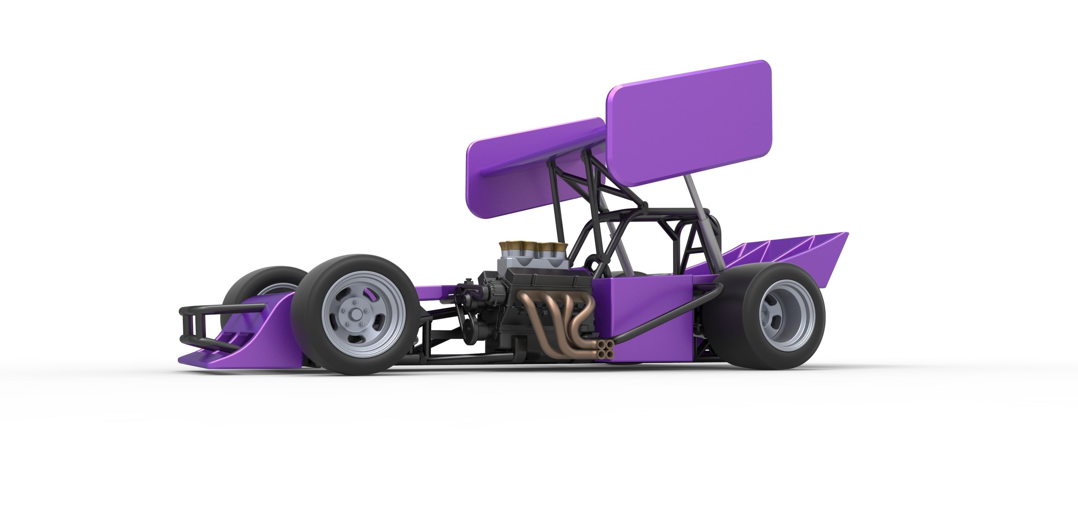 Supermodified front engine Winged race car Scale 1 to 25 3D print model_2