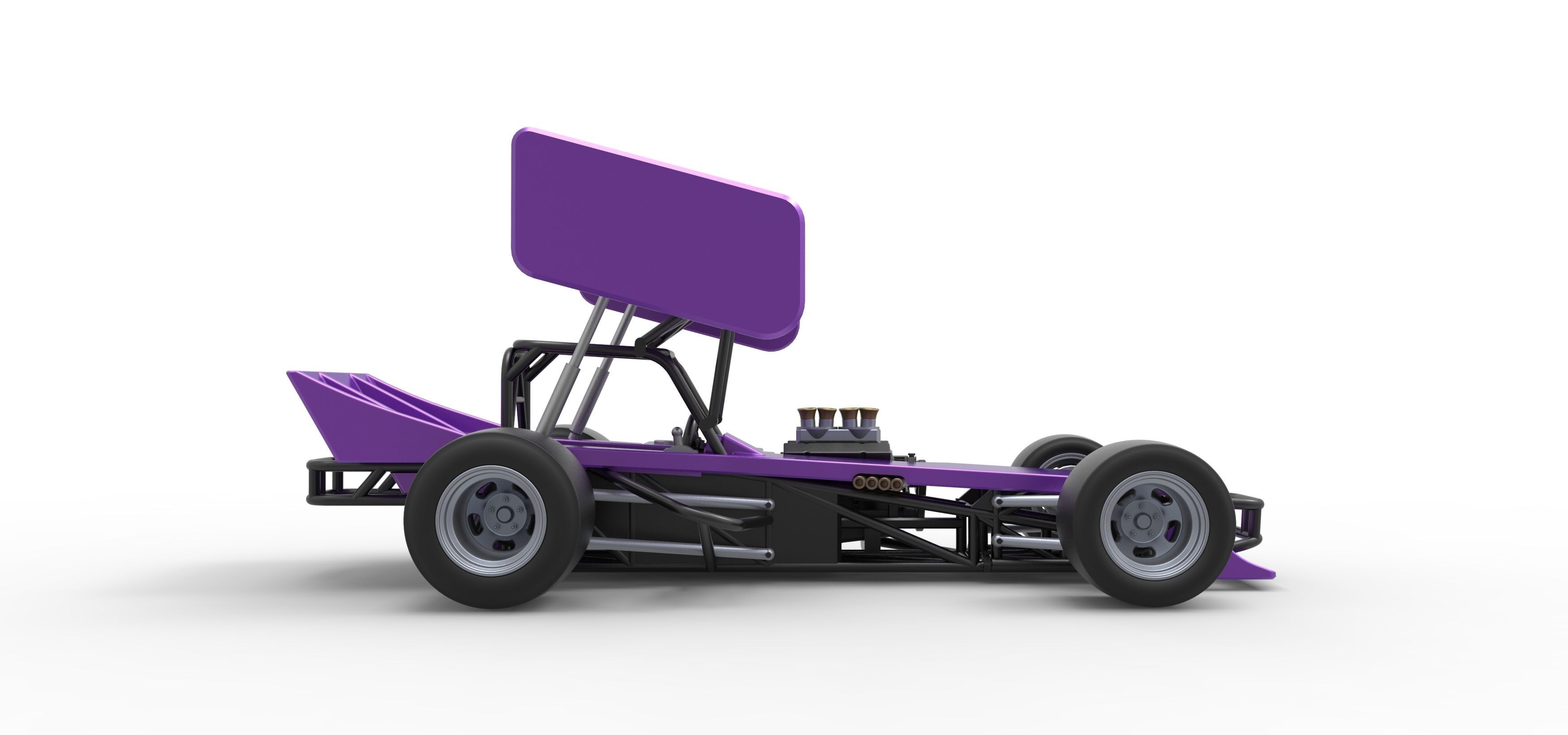 Supermodified front engine Winged race car Scale 1 to 25 3D print model_20